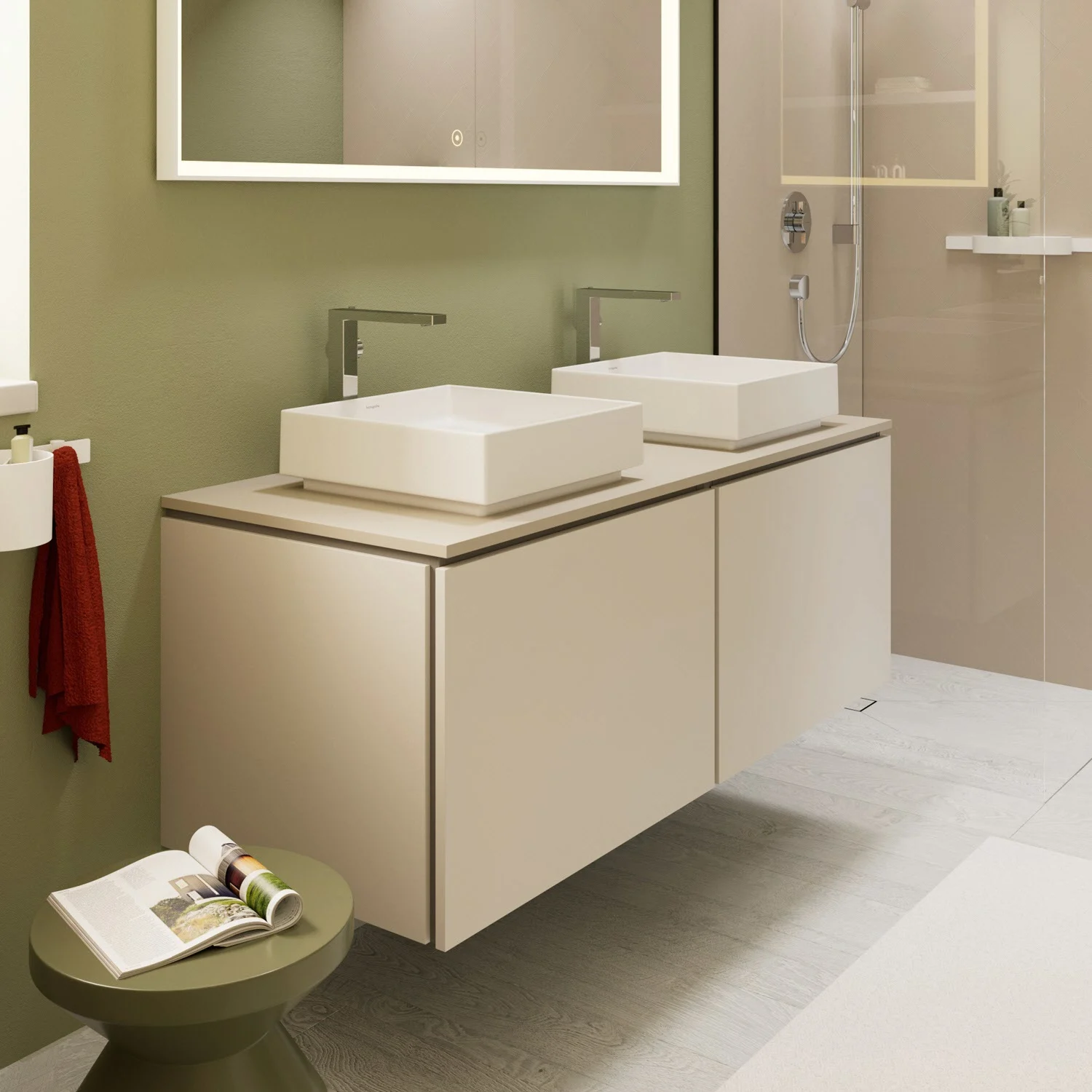hansgrohe Xilesa E Waschtischunterschrank 137,5 cm mit 2 Auszügen für Konsole mit Ausschnitt Bild 5