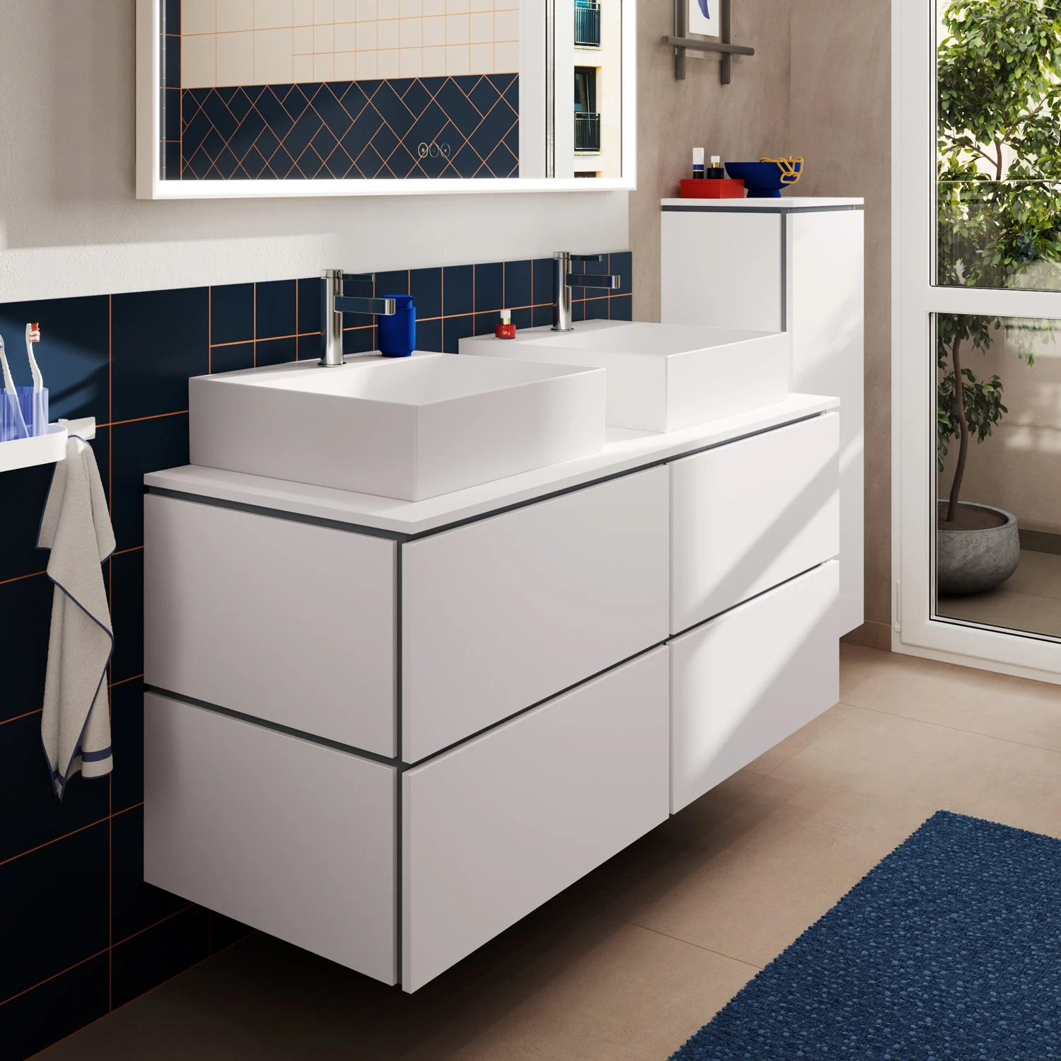 Szafka pod umywalkę Hansgrohe Xilesa E 137,5 cm z 4 szufladami do konsoli z wycięciem Zdjęcie 6