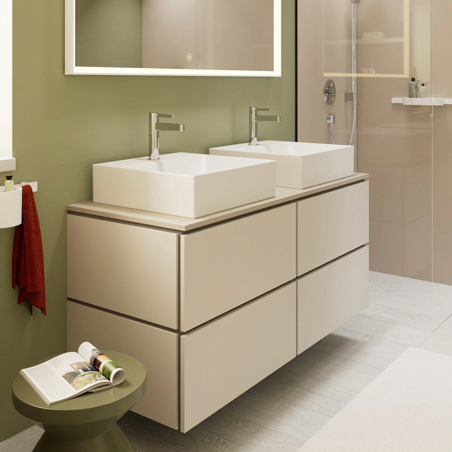 hansgrohe Xilesa E Waschtischunterschrank 137,5 cm mit 4 Auszügen für Konsole mit Ausschnitt Bild 5