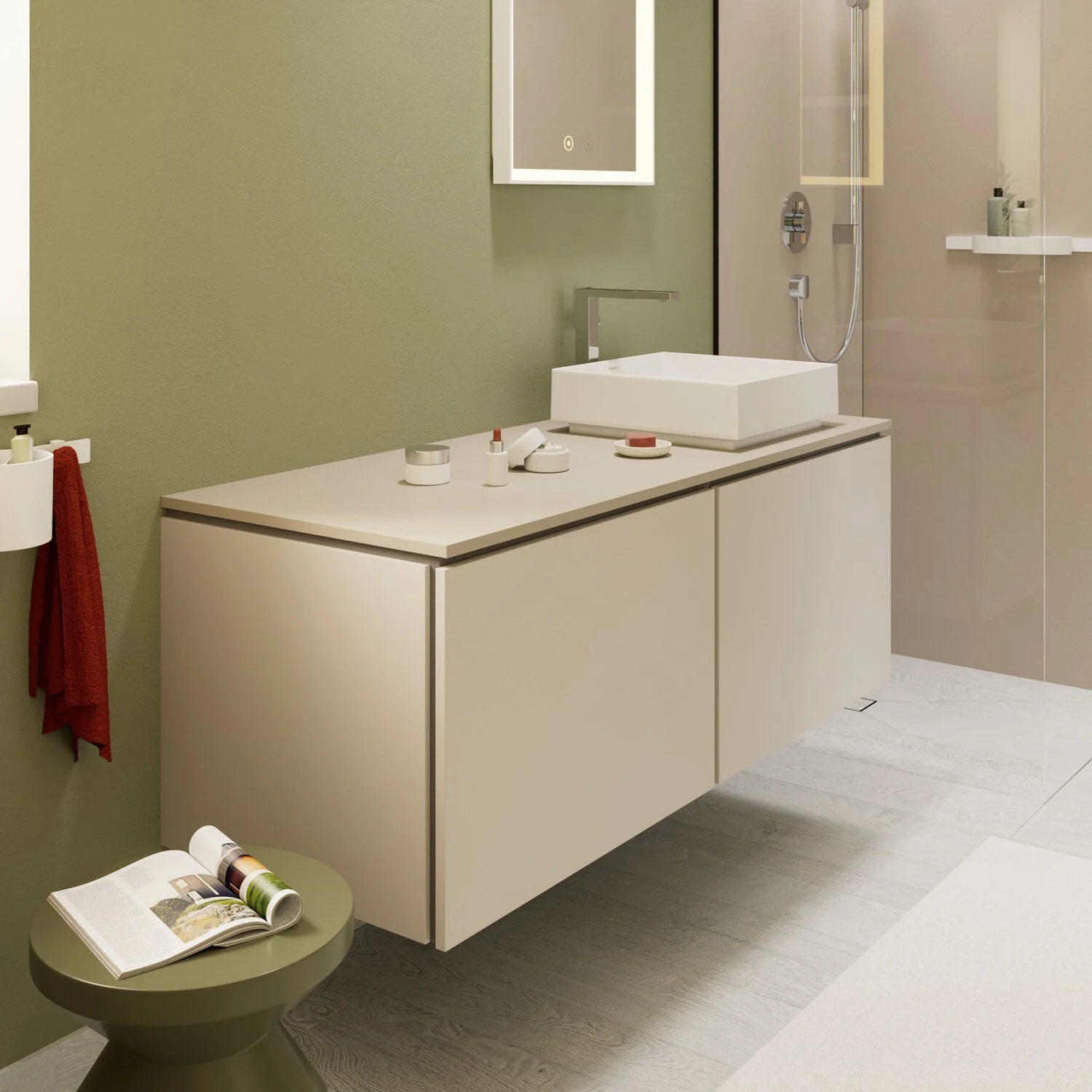 hansgrohe Xilesa E Waschtischunterschrank 137,5 cm mit 2 Auszügen für Konsole mit Ausschnitt Bild 6
