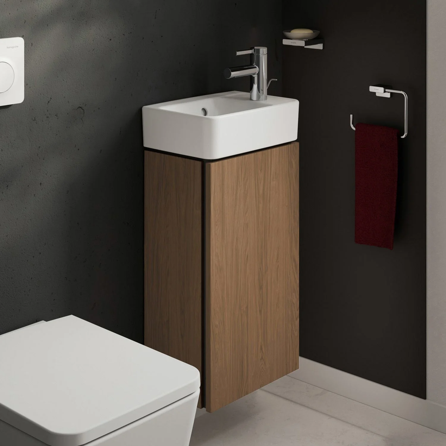 Szafka pod umywalkę Hansgrohe Xilesa E 34 cm z 1 drzwiami, zawiasy po prawej stronie