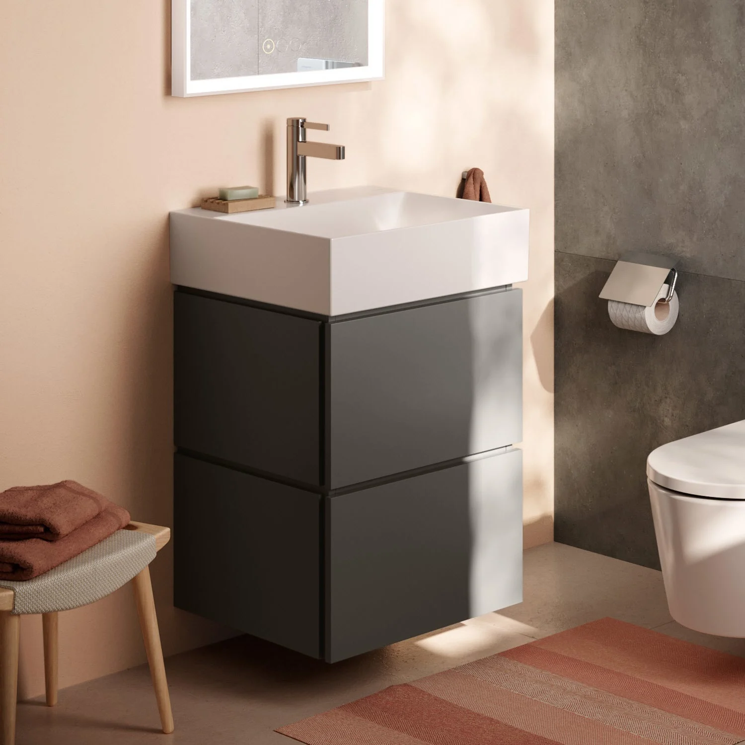 Szafka pod umywalkę Hansgrohe Xilesa E 48 cm z 2 szufladami i funkcją Push Open