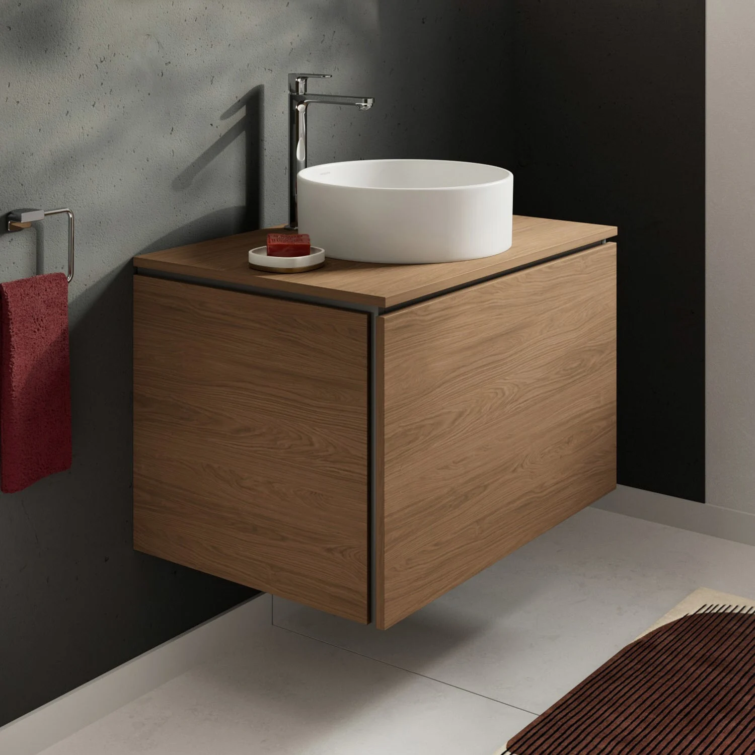 Szafka podumywalkowa Hansgrohe Xilesa E 78 cm z 1 szufladą, do konsoli z wycięciem pośrodku