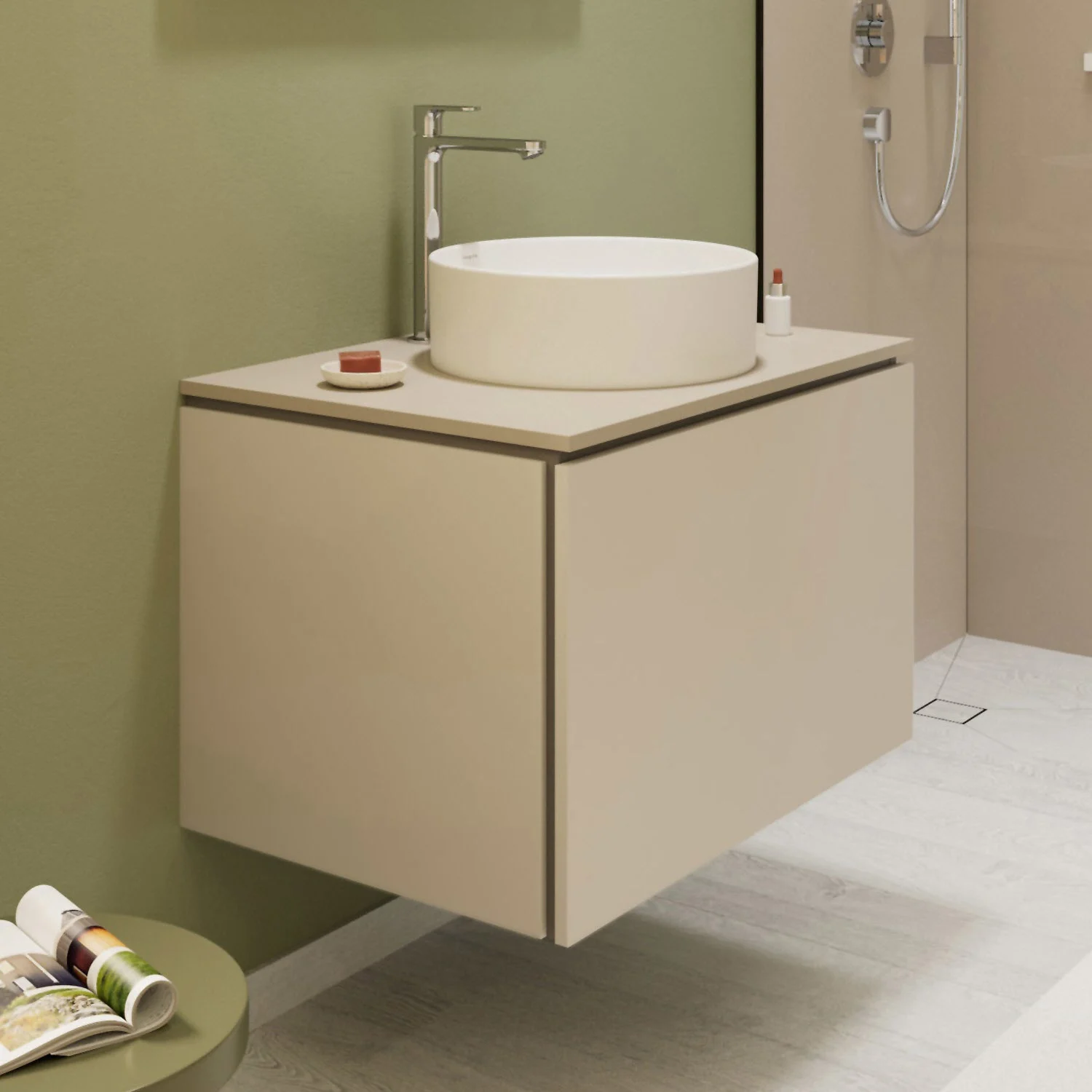 hansgrohe Xilesa E Waschtischunterschrank 78 cm mit 1 Auszug für Konsole mit Ausschnitt mittig