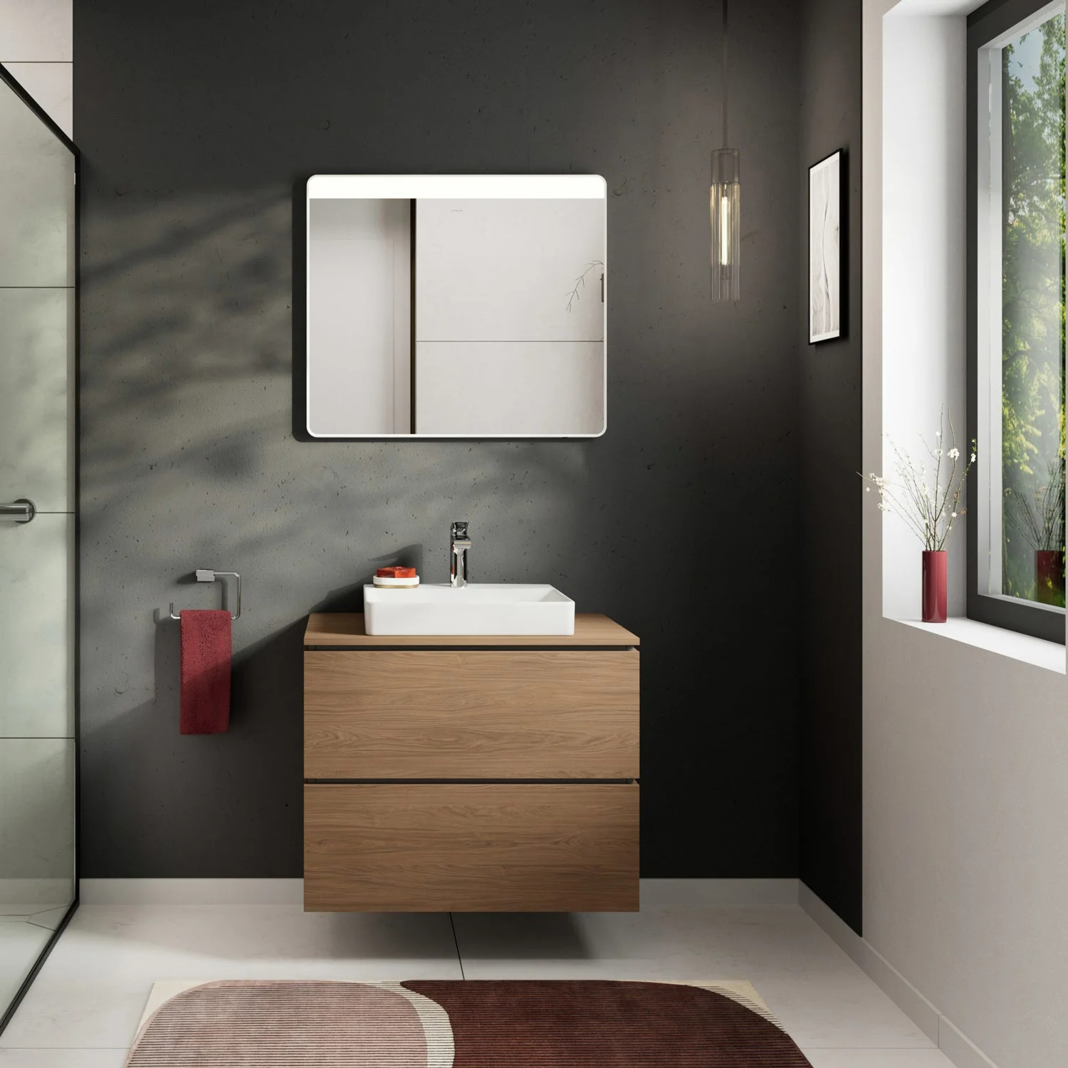 Szafka podumywalkowa Hansgrohe Xilesa E 78 cm z 2 szufladami, do konsoli z wycięciem pośrodku Zdjęcie 6