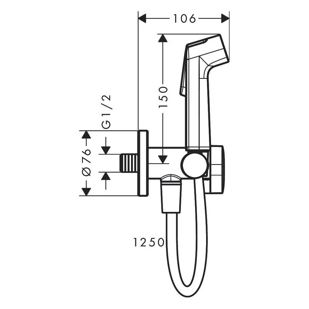 hansgrohe Bidette Handbrause 1jet S EcoSmart+ mit Brausehalter und Brauseschlauch 125 cm Bild 2