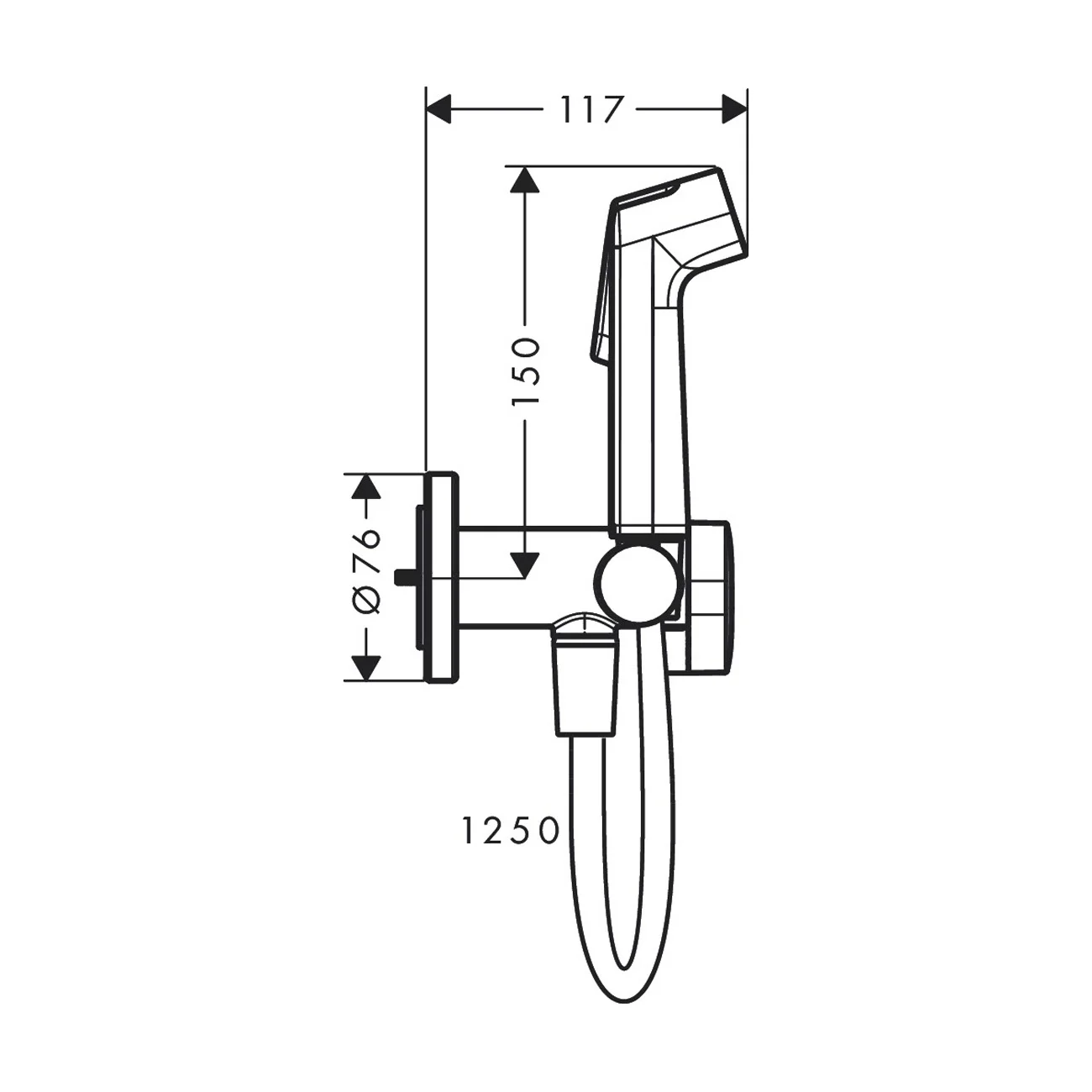 hansgrohe Bidette Handbrause 1jet S EcoSmart für Warmwasser mit Brausehalter und Brauseschlauch 125 cm Bild 2