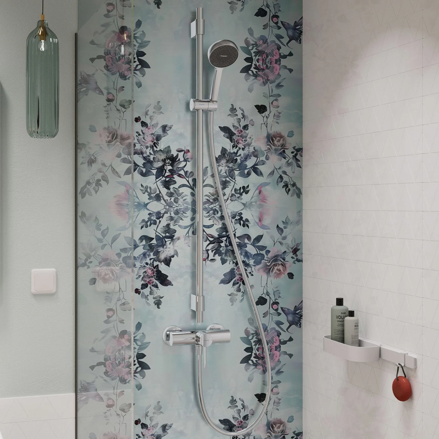 Zestaw prysznicowy Hansgrohe Activera Select S 95, 2 rodzaje strumienia, oszczędzający wodę, z drążkiem prysznicowym Varia 105 cm Zdjęcie 2