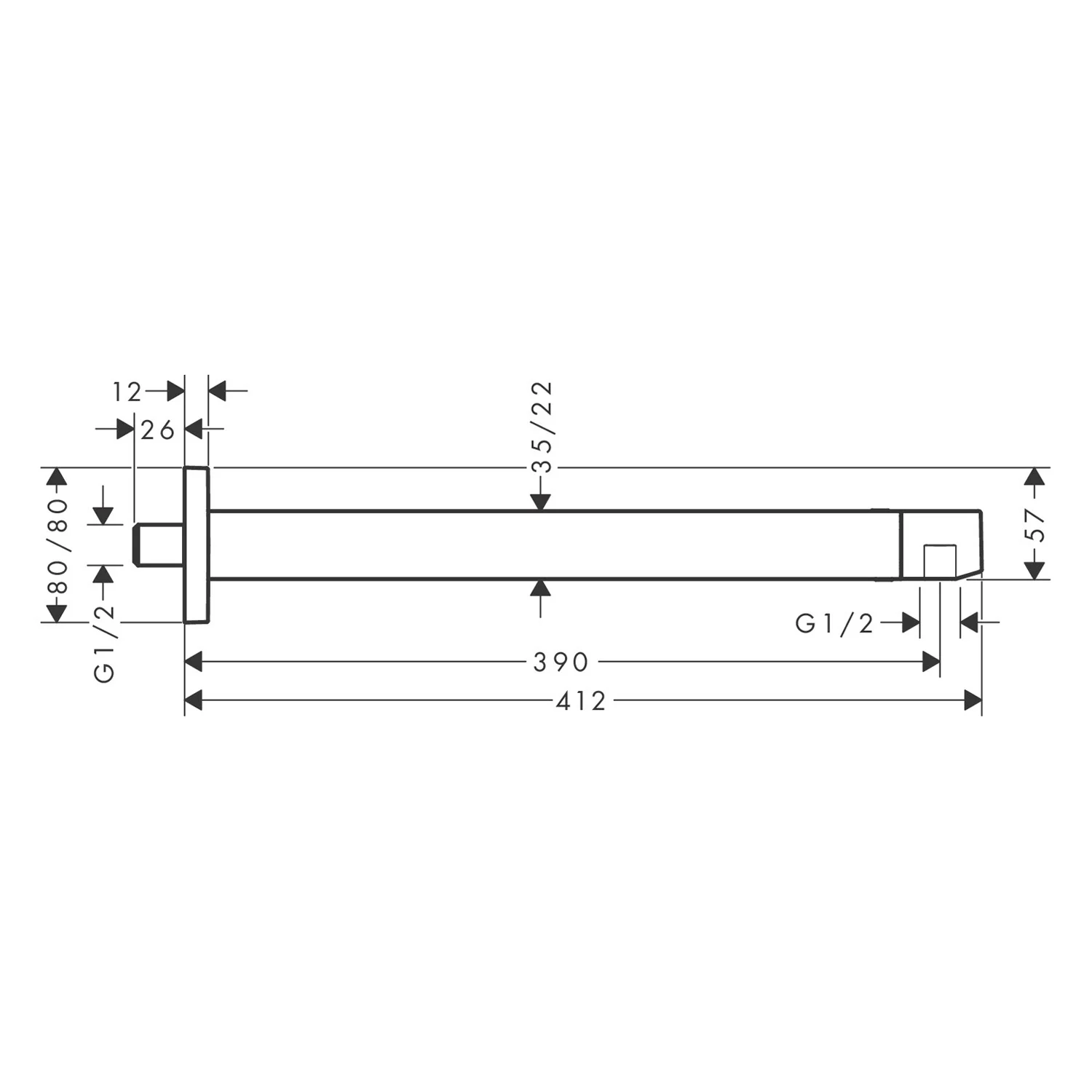 hansgrohe Brausearm E 39 cm, eckig Bild 3