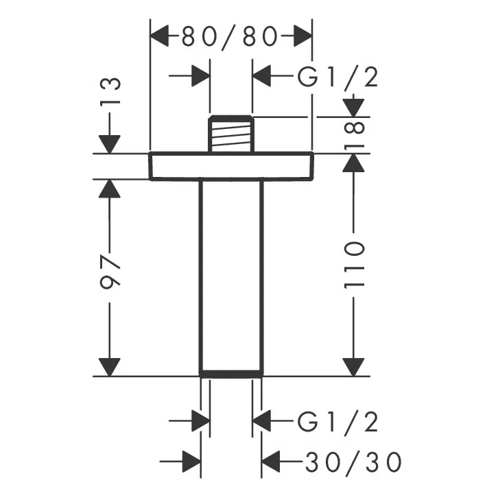 hansgrohe Deckenanschluss E 10 cm, eckig Bild 3