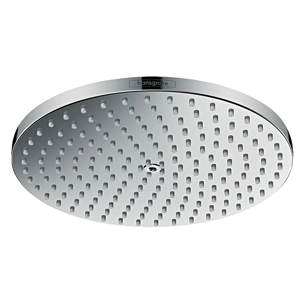 Okrągła głowica prysznicowa w chromie widok z boku, hansgrohe