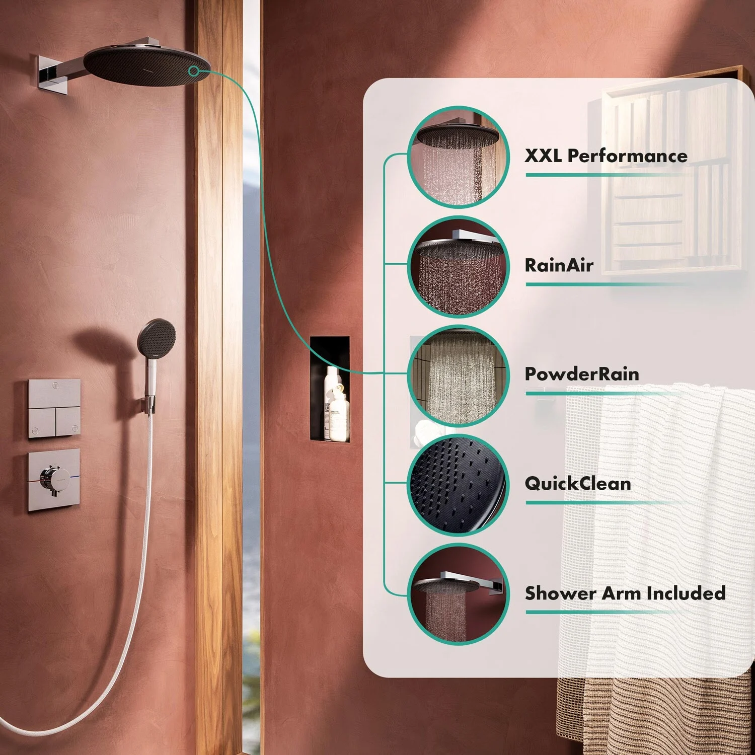 hansgrohe Raindance Alive S Kopfbrause 300 rund, 2 Strahlarten, mit Brausearm Bild 10