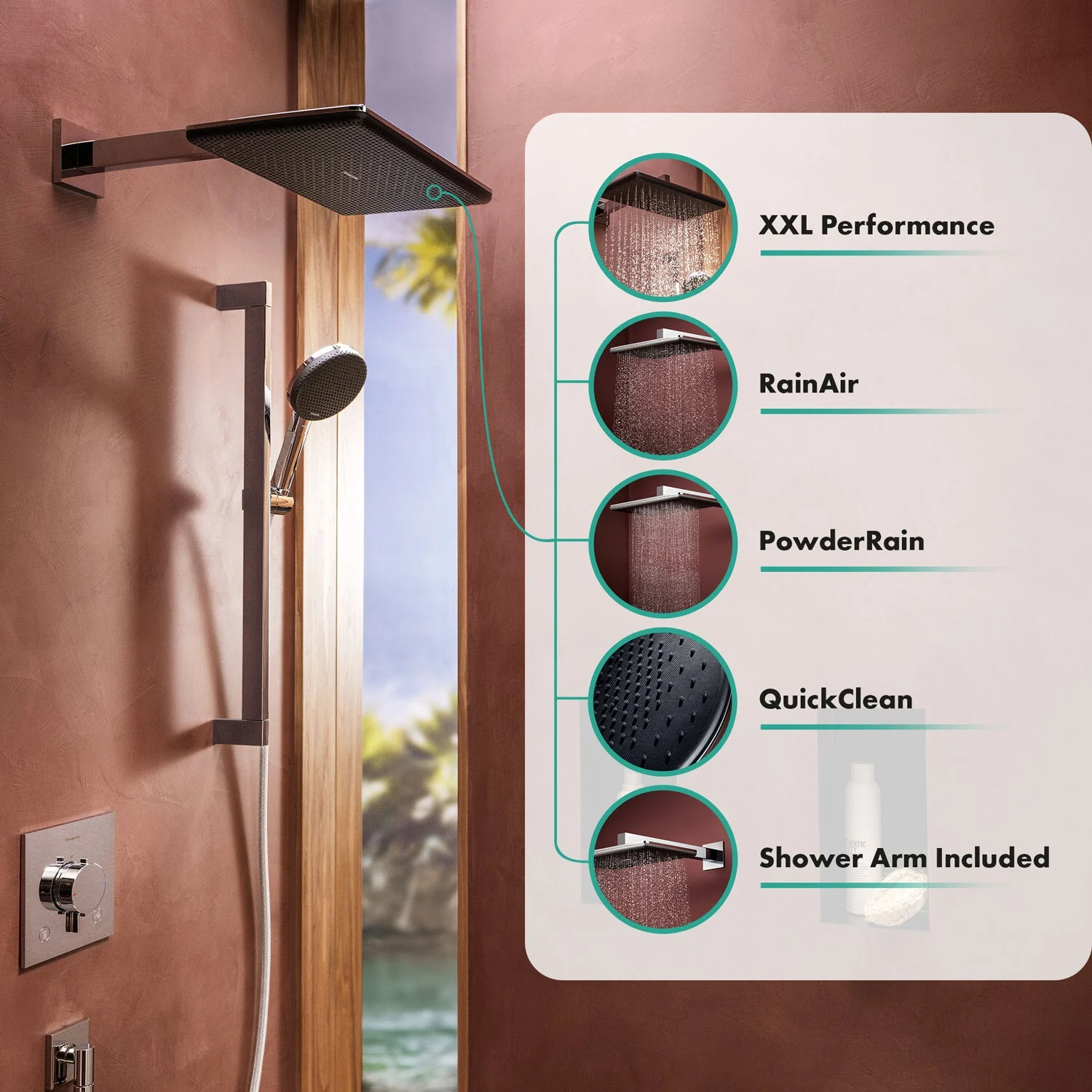 hansgrohe Raindance Alive Q Kopfbrause 210/340 softcube, 2 Strahlarten, mit Brausearm Bild 9