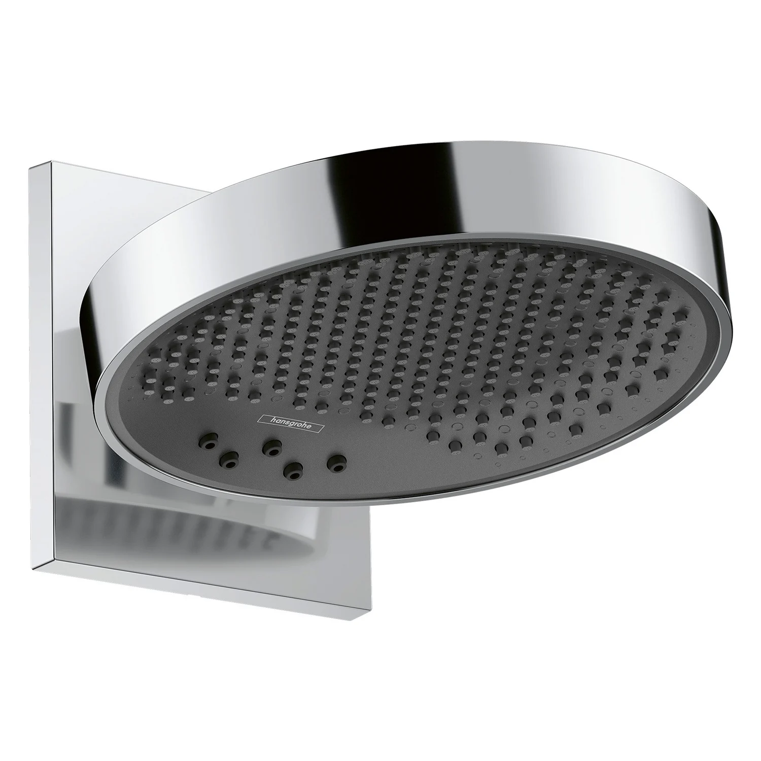 Chromowana deszczownica widok z boku, hansgrohe