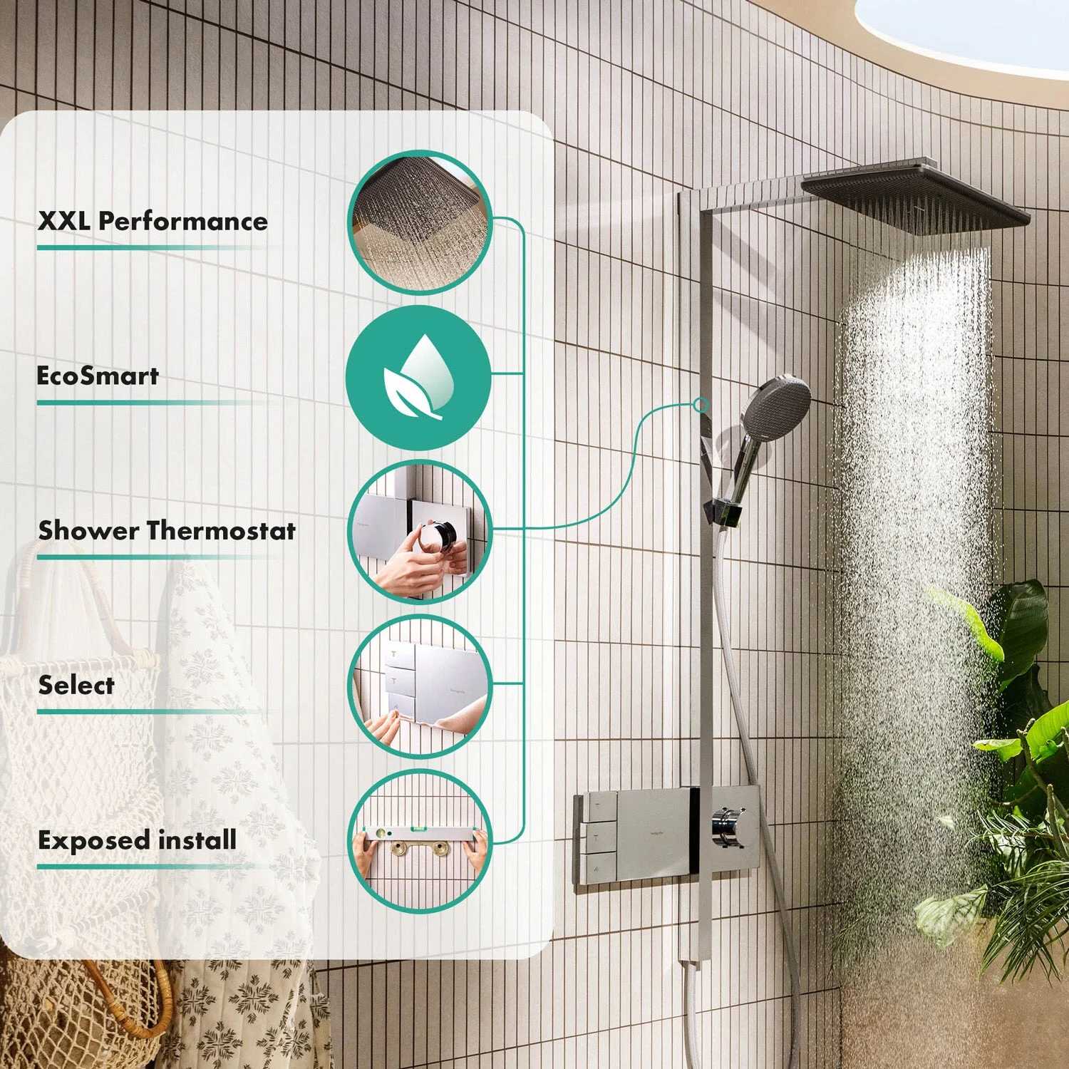 hansgrohe Raindance Alive Q Duschsystem 210/340 softcube, 2 Strahlarten wassersparend, mit ShowerSelect Comfort Bild 8