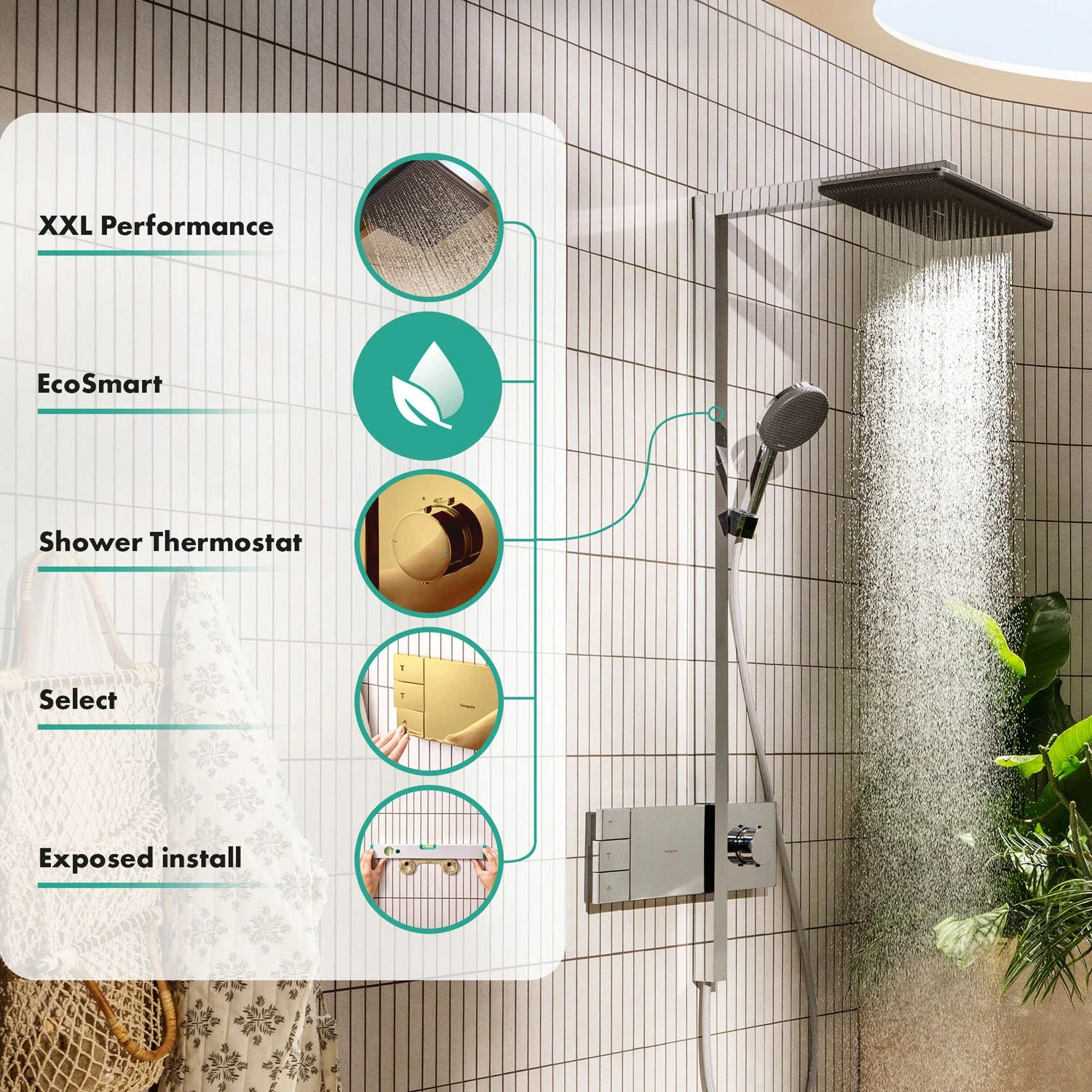 hansgrohe Raindance Alive Q Duschsystem 210/340 softcube, 2 Strahlarten 8 l/min, mit ShowerSelect Comfort Bild 2