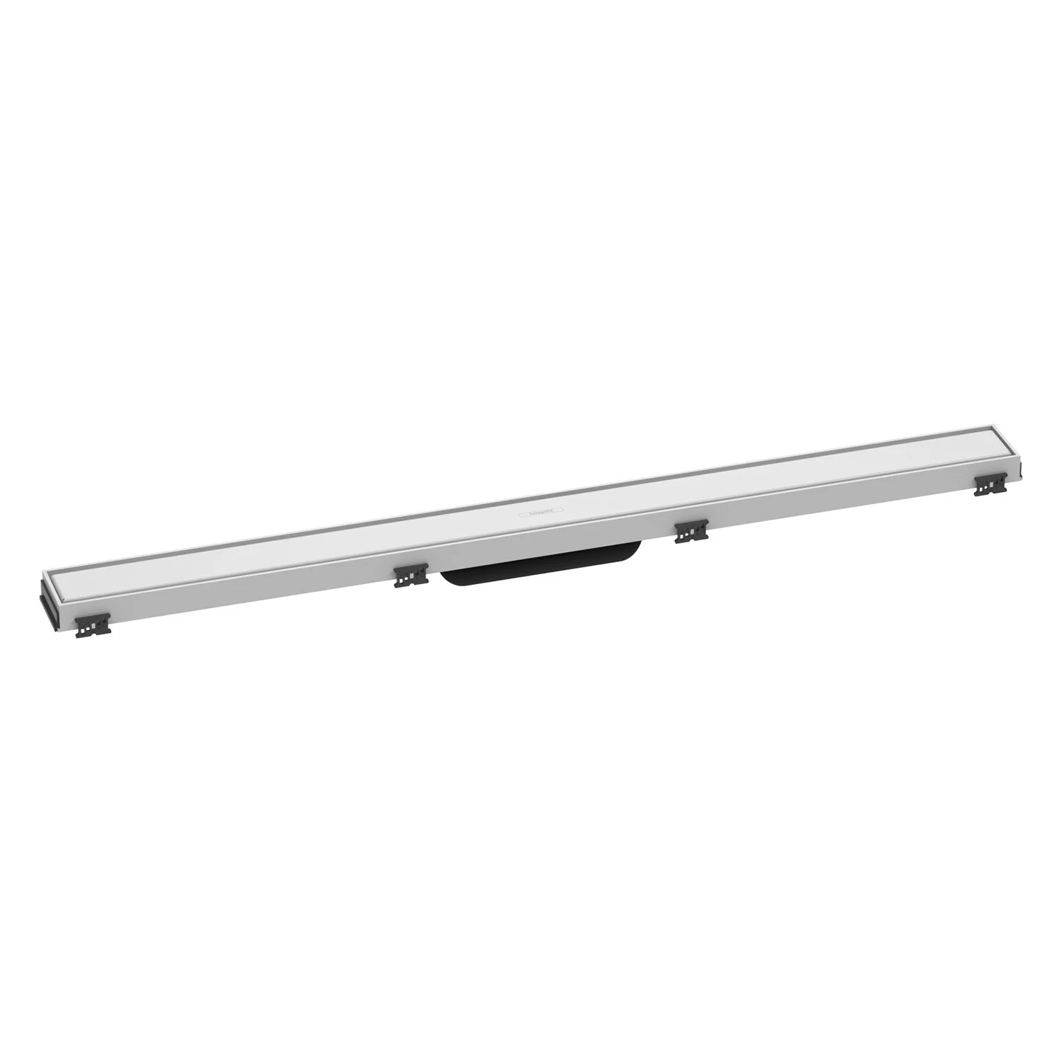 Srebrny odpływ prysznicowy z widoku bocznego, hansgrohe