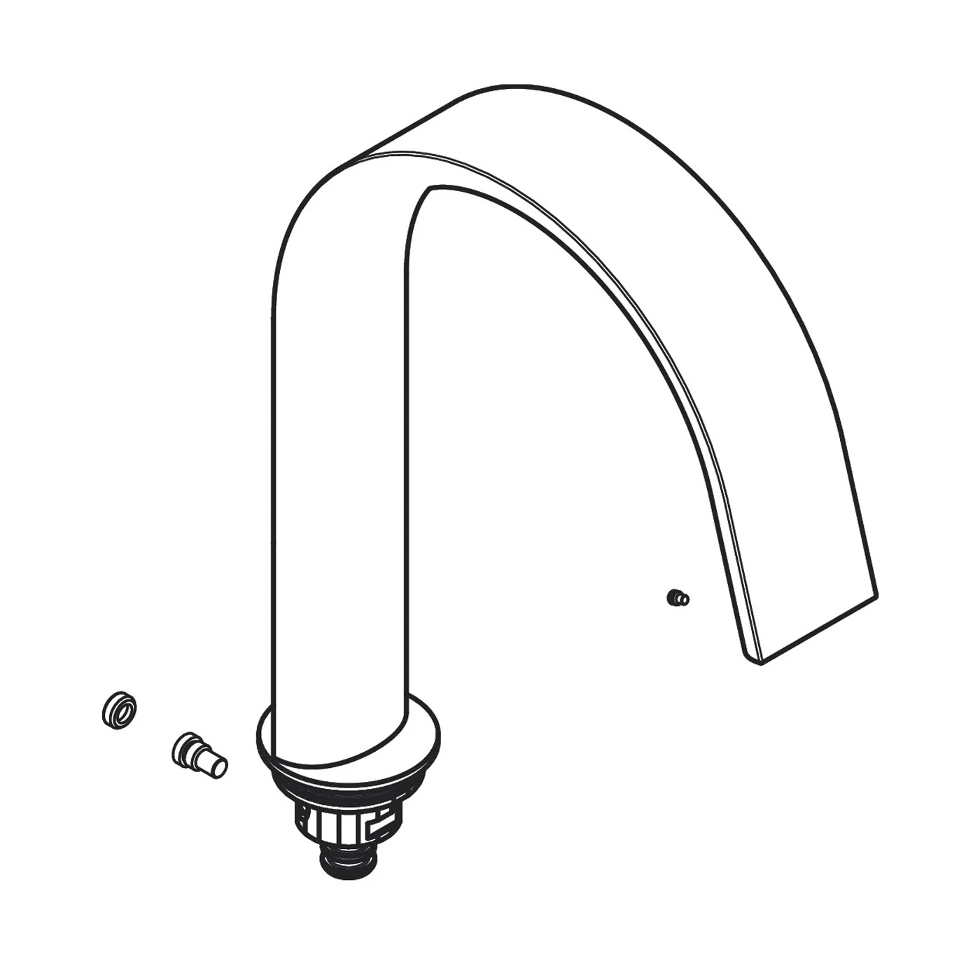 Rysunek techniczny wylewki w czerni i bieli, hansgrohe