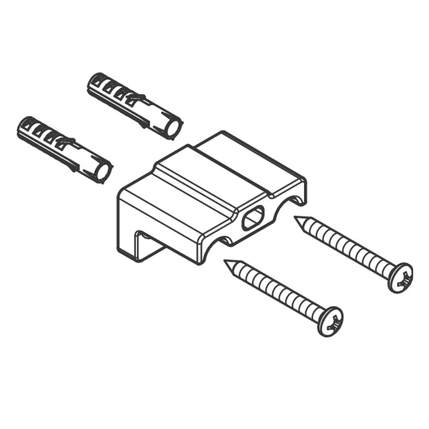 Rysunek techniczny elementu mocującego z śrubami, hansgrohe