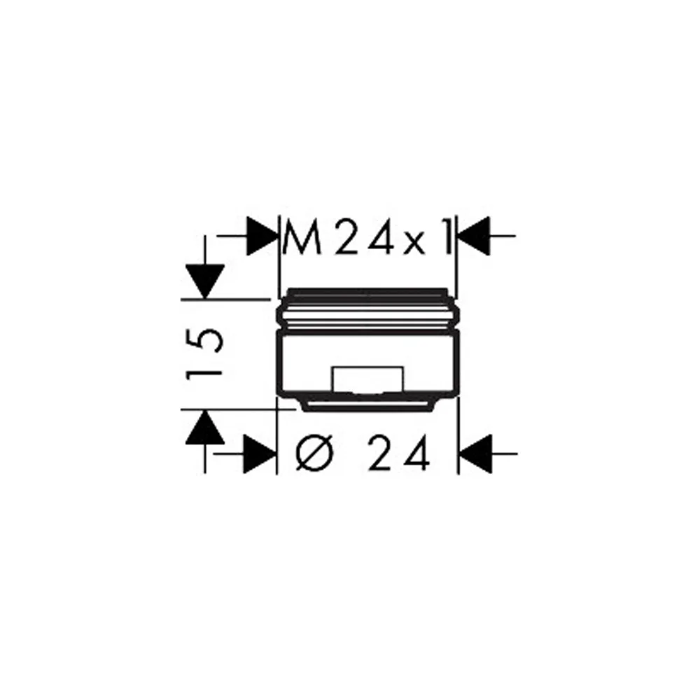 Rysunek techniczny regulatora strumienia M24 x 1, hansgrohe