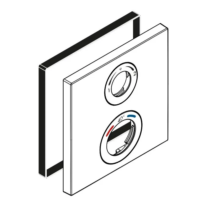Rysunek techniczny kwadratowej rozety, hansgrohe
