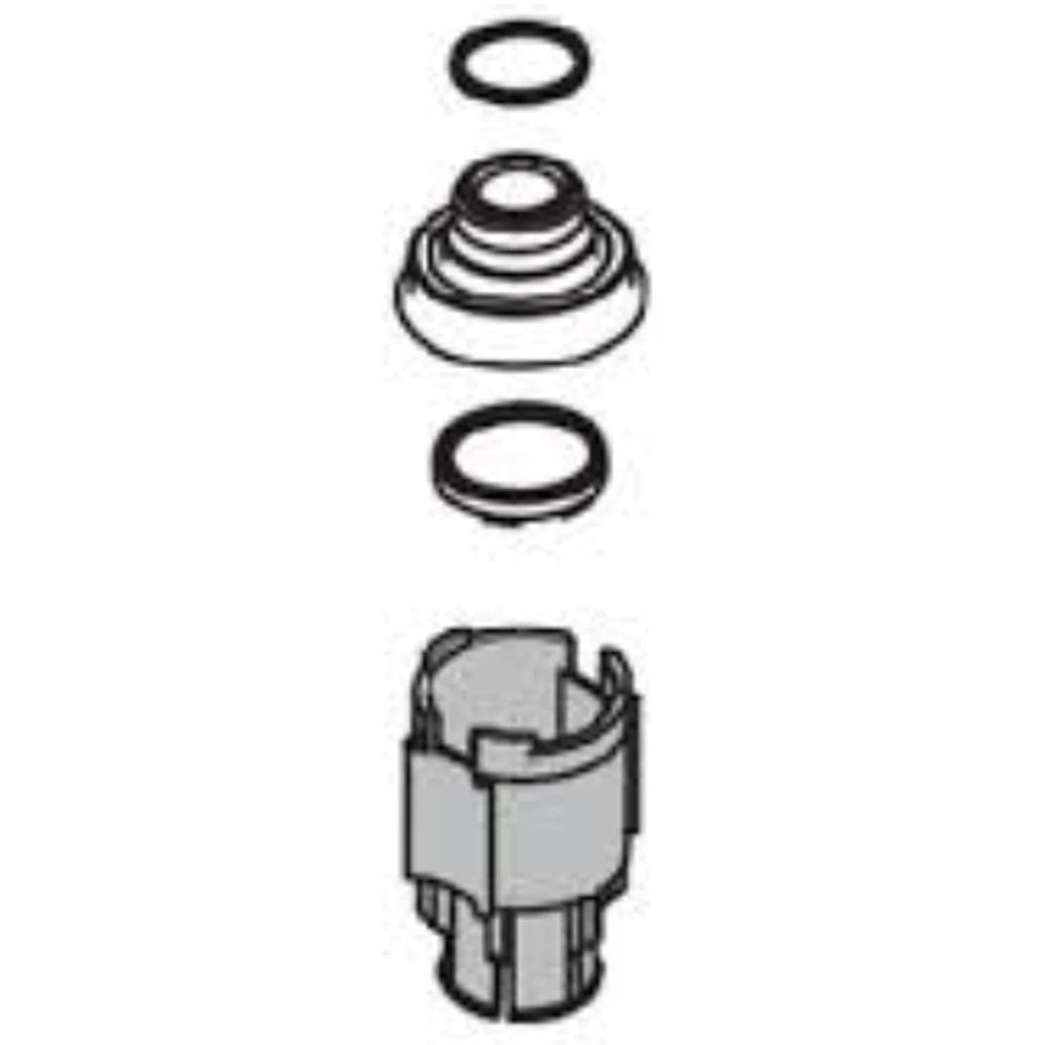 Rysunek techniczny regulatora strumienia z uszczelkami, hansgrohe