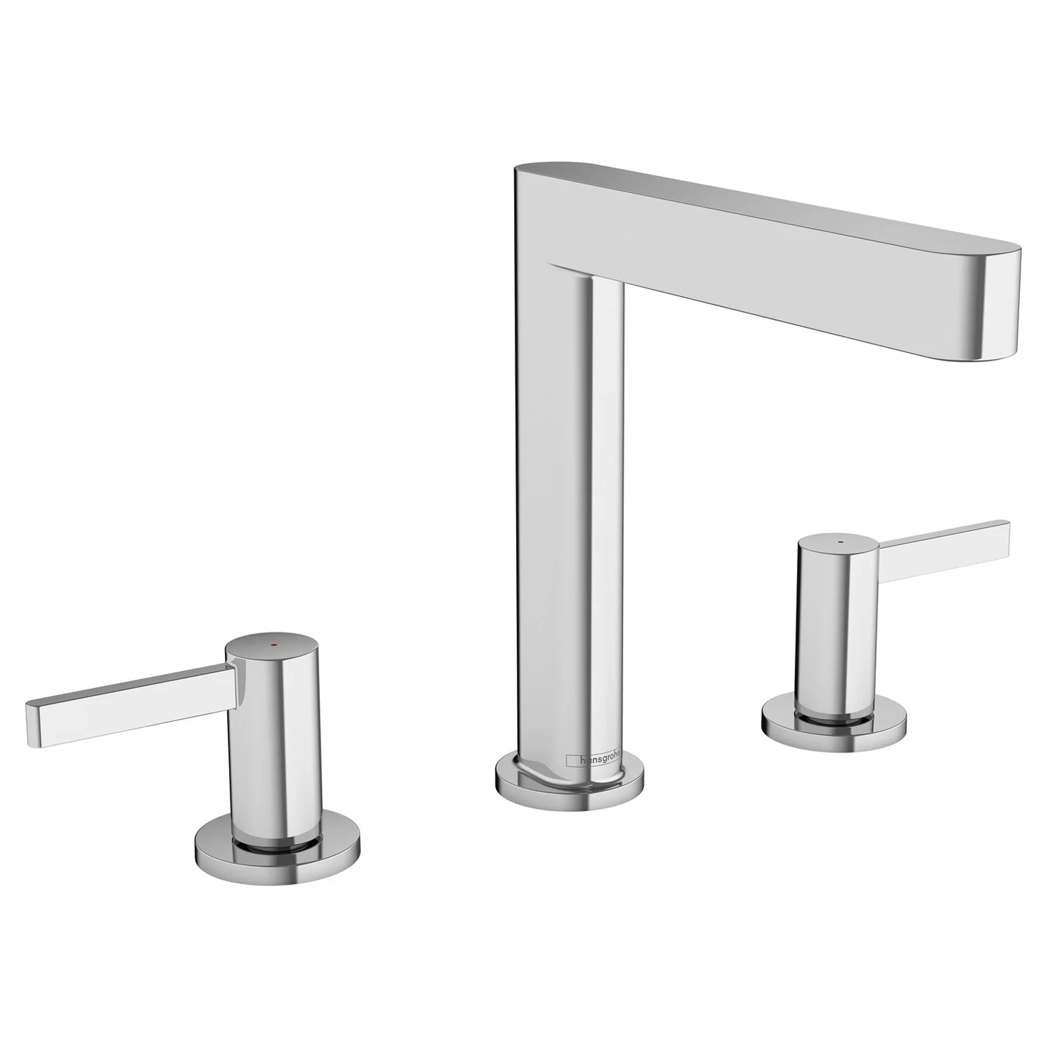 Chromowana bateria w widoku z przodu, hansgrohe