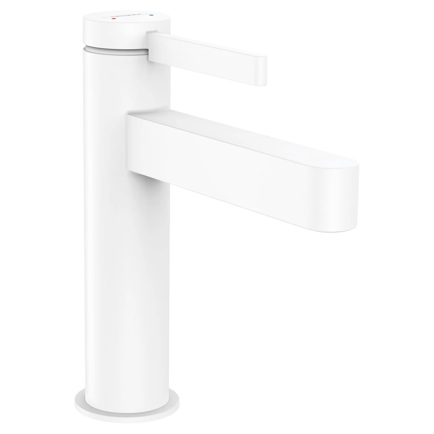 Biała bateria jednouchwytowa w widoku bocznym, hansgrohe