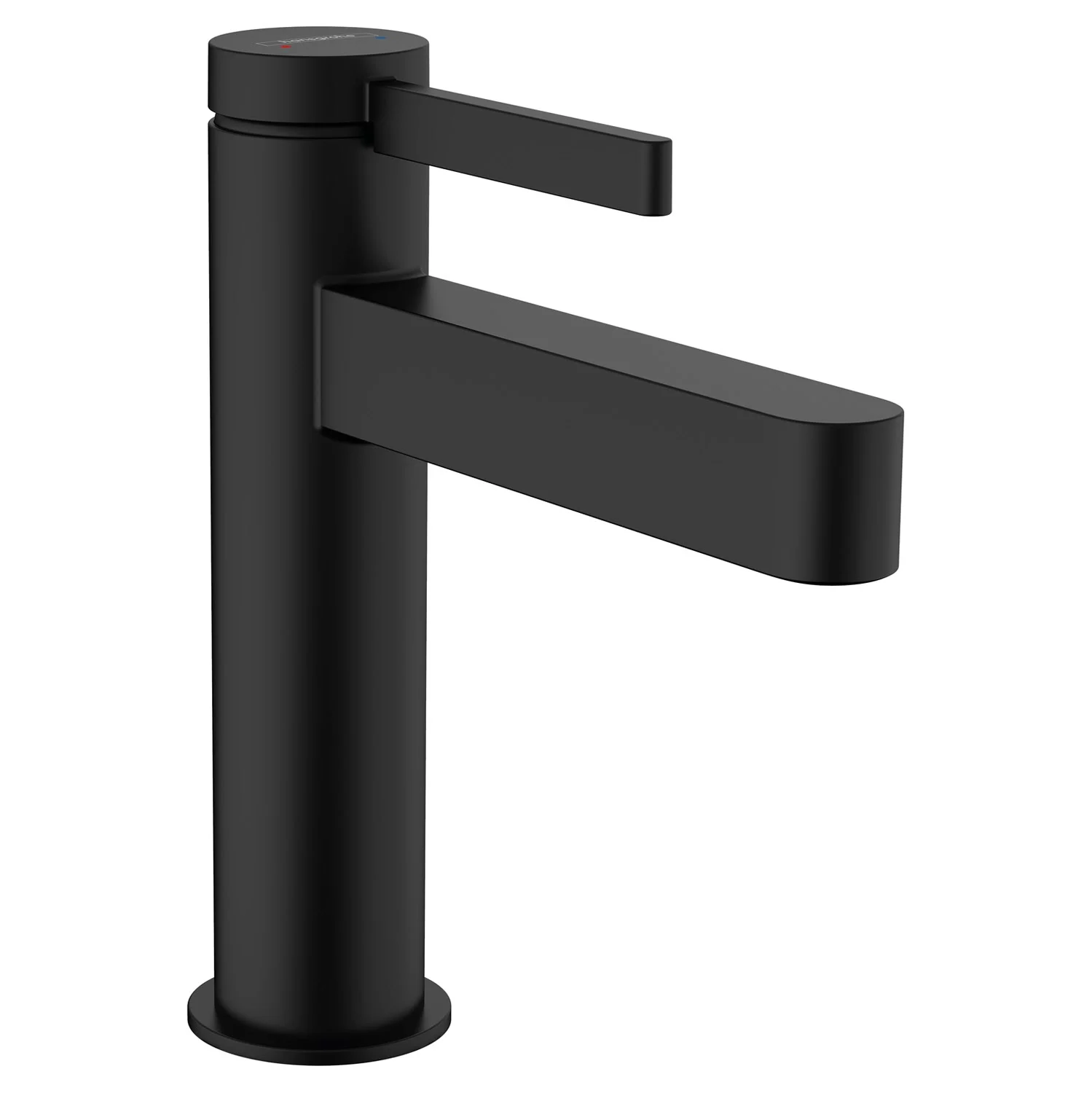 Czarna bateria jednouchwytowa w widoku bocznym, hansgrohe