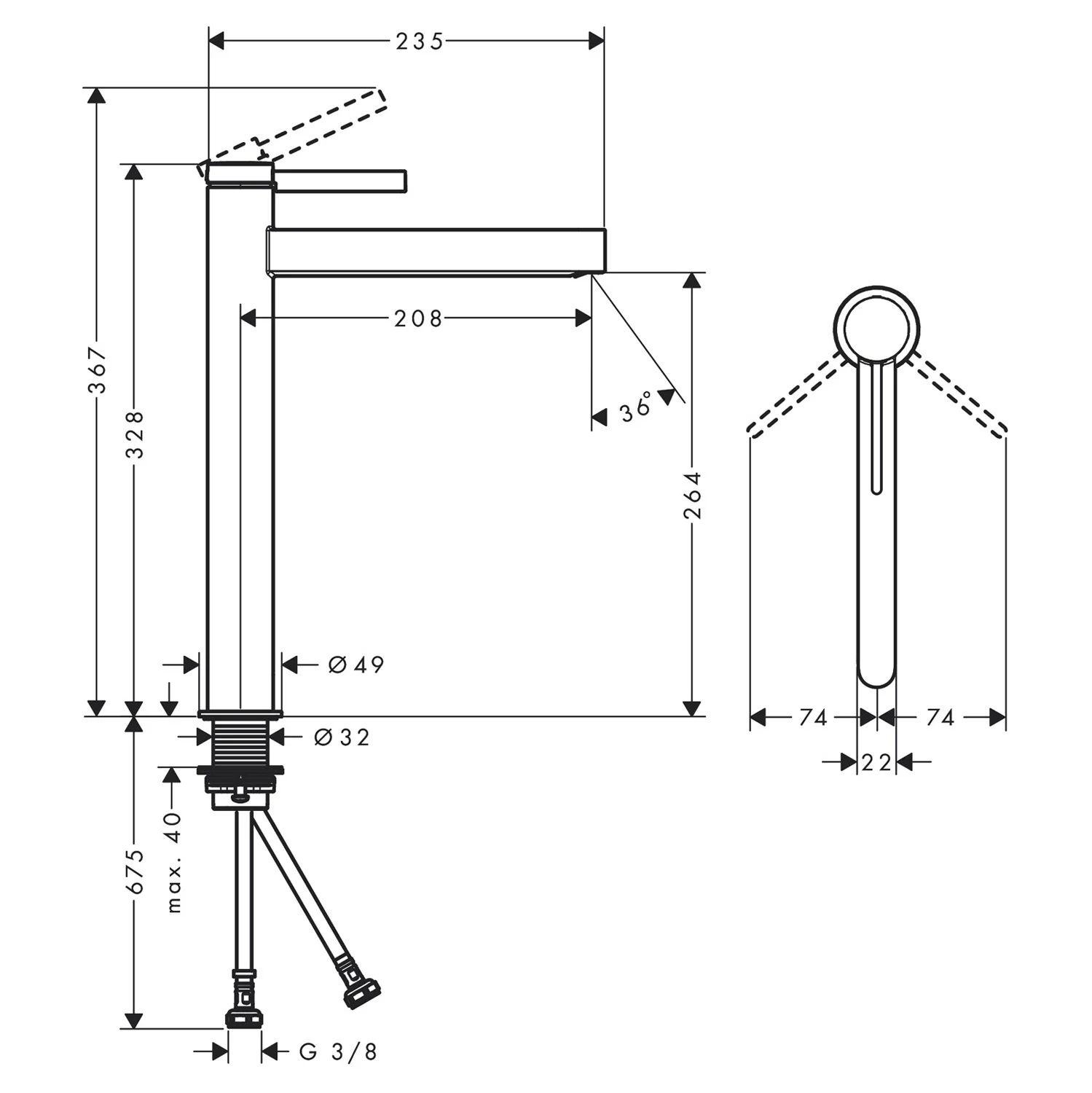 hansgrohe Finoris Einhebel-Waschtischarmatur 260 Aufsatzwaschtische Bild 4