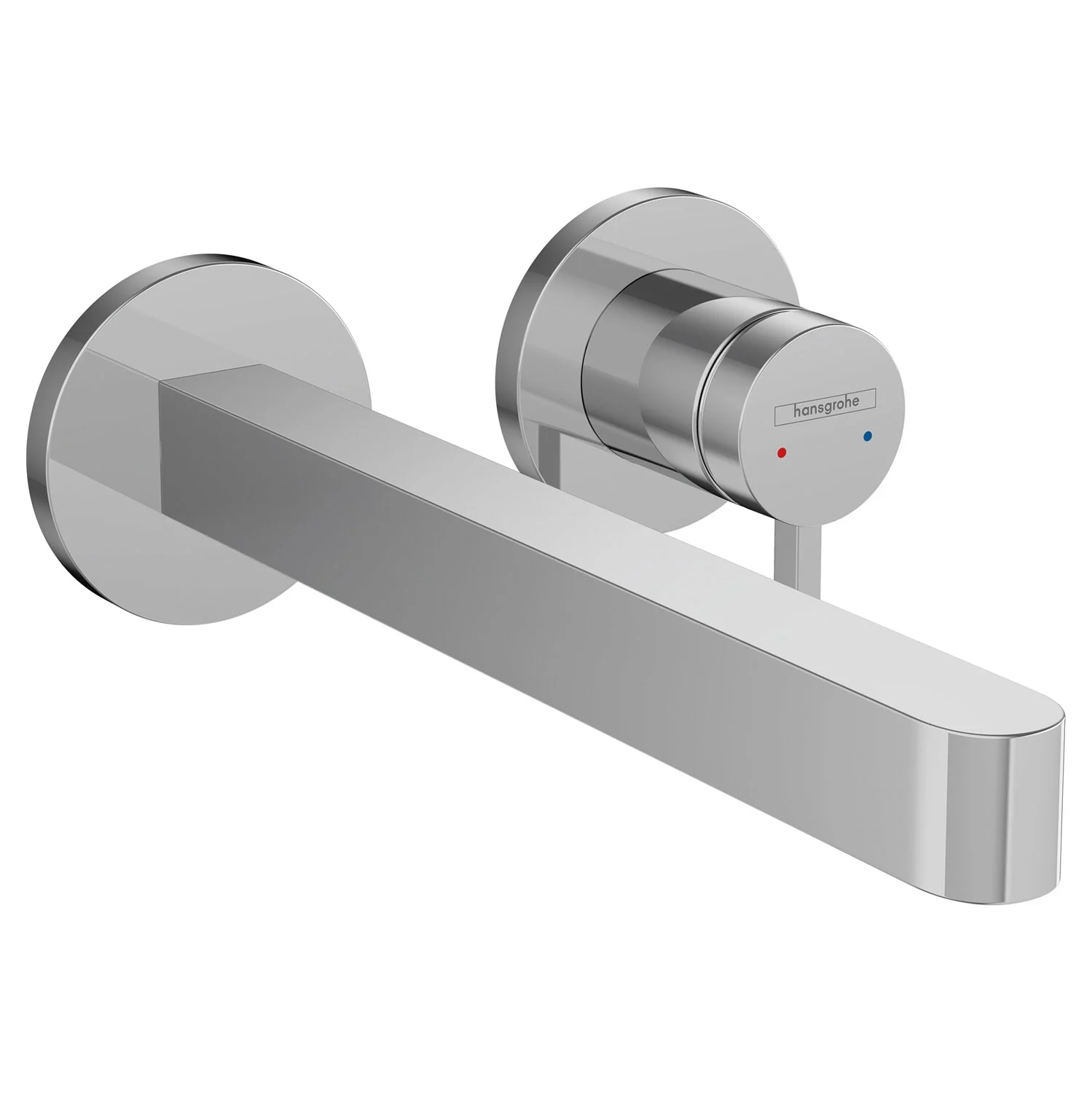 Chromowana bateria podtynkowa w widoku z boku, hansgrohe
