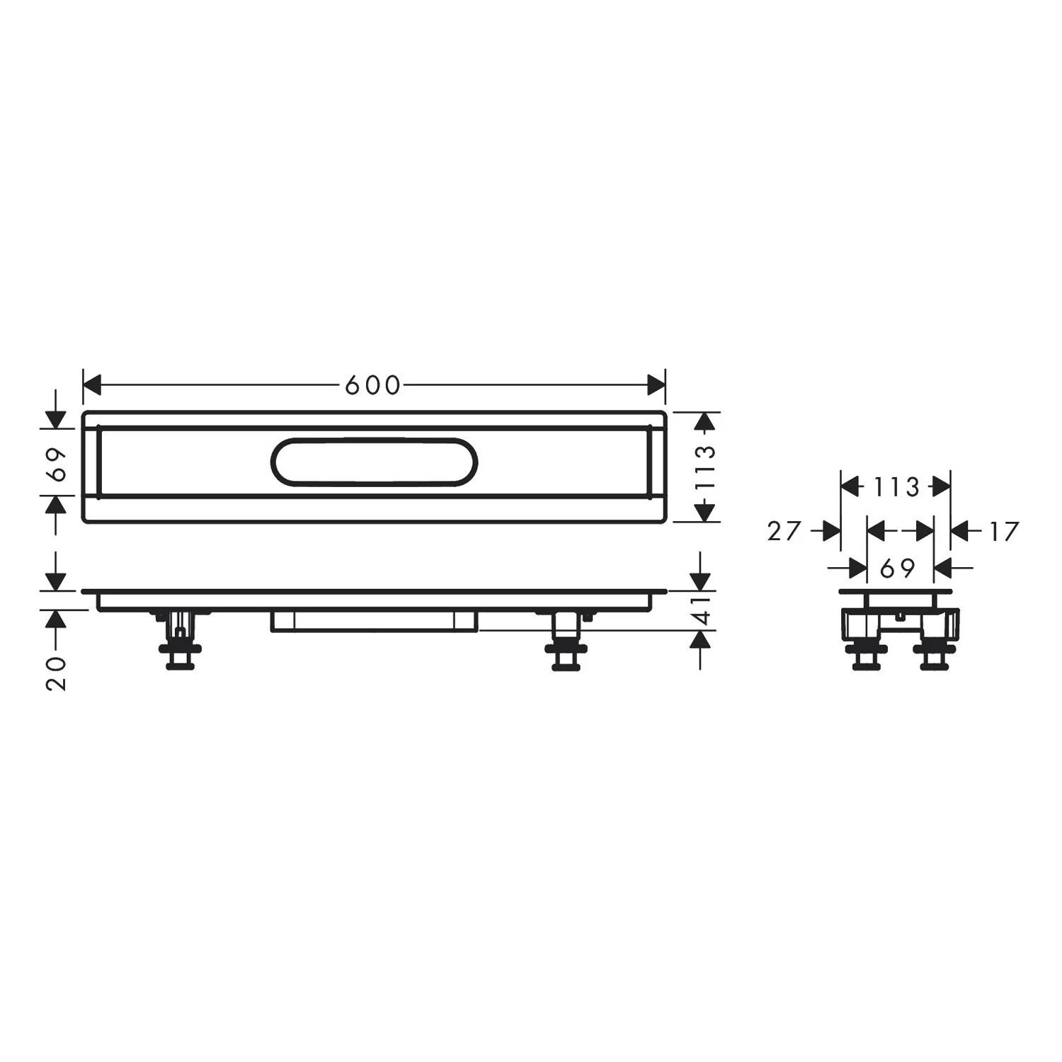 hansgrohe RainDrain Installationsset 60 cm für Duschrinnen Fertigsets Bild 2
