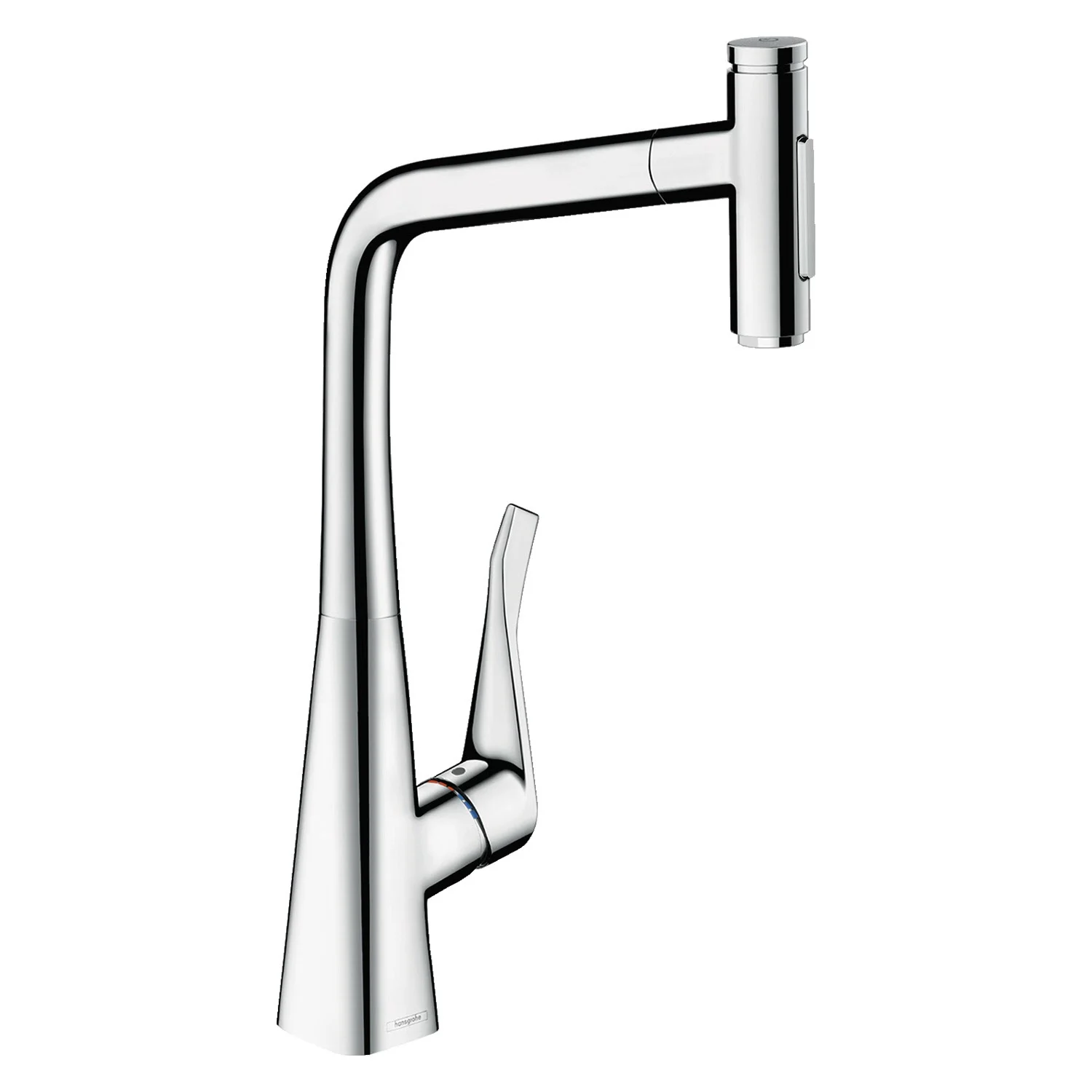 Bateria kuchenna w chromie, widok z przodu, hansgrohe