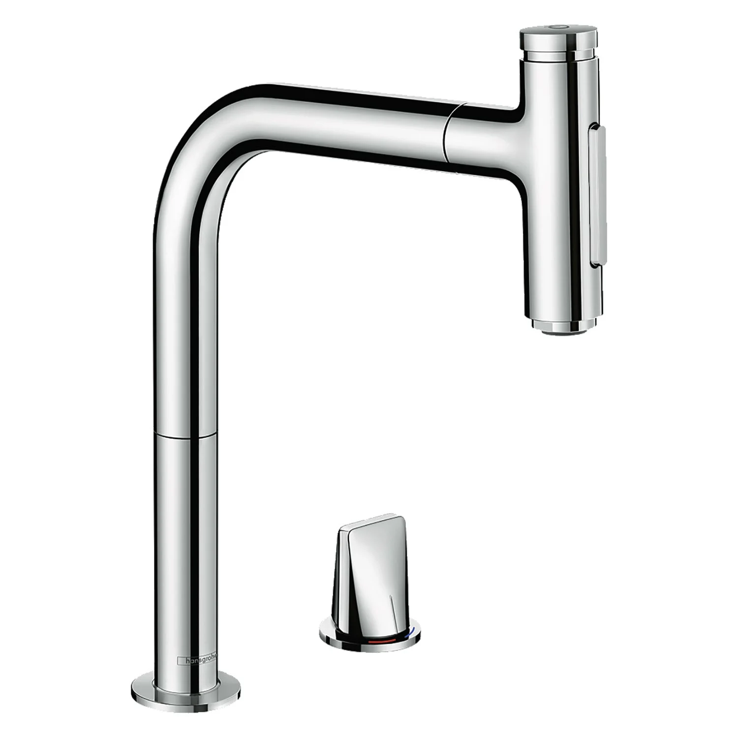 Bateria kuchenna w chromie, widok z boku, hansgrohe