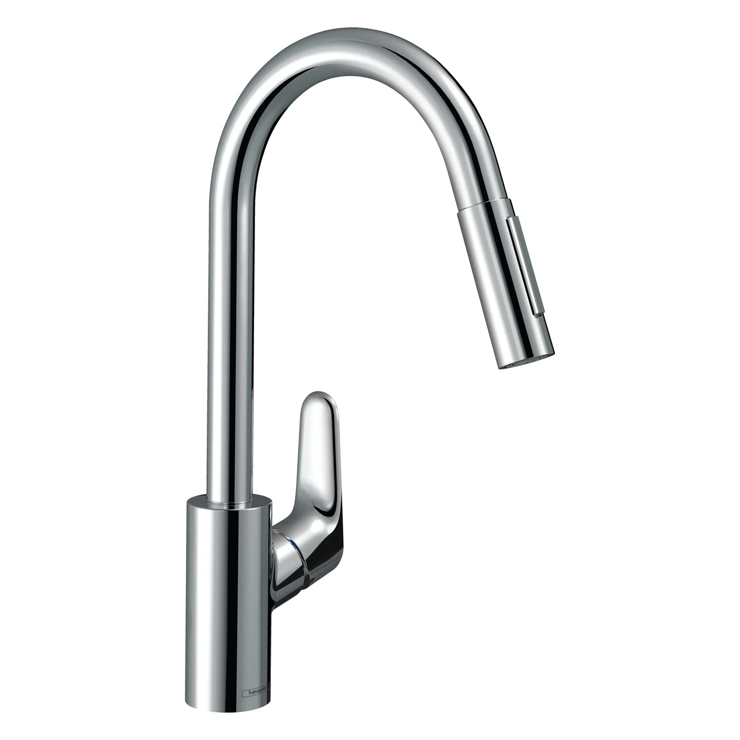 Bateria kuchenna widok z boku, chromowana, hansgrohe
