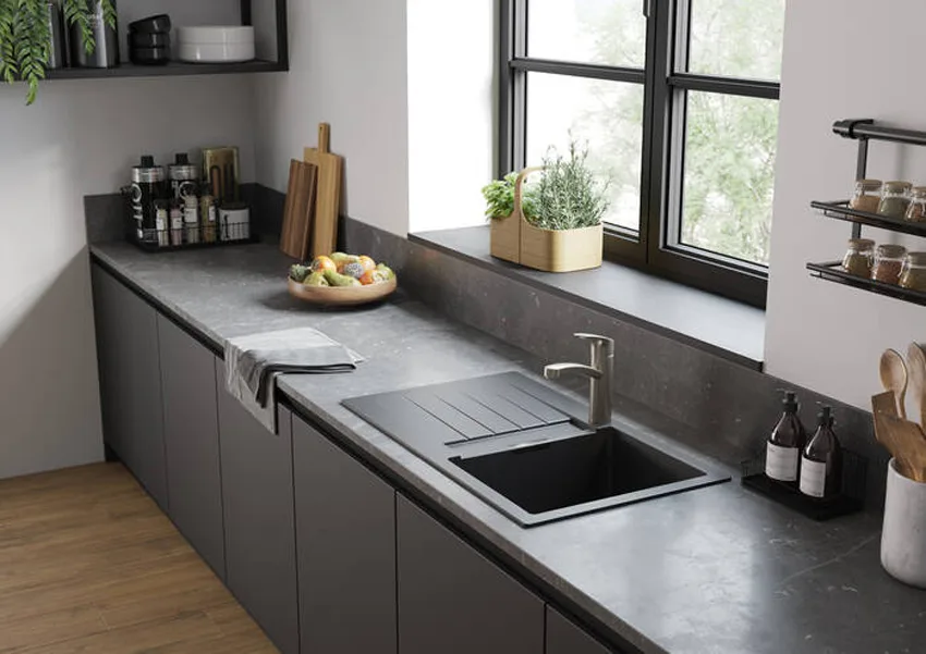 Nowoczesna kuchnia z baterią kuchenną Hansgrohe, hansgrohe