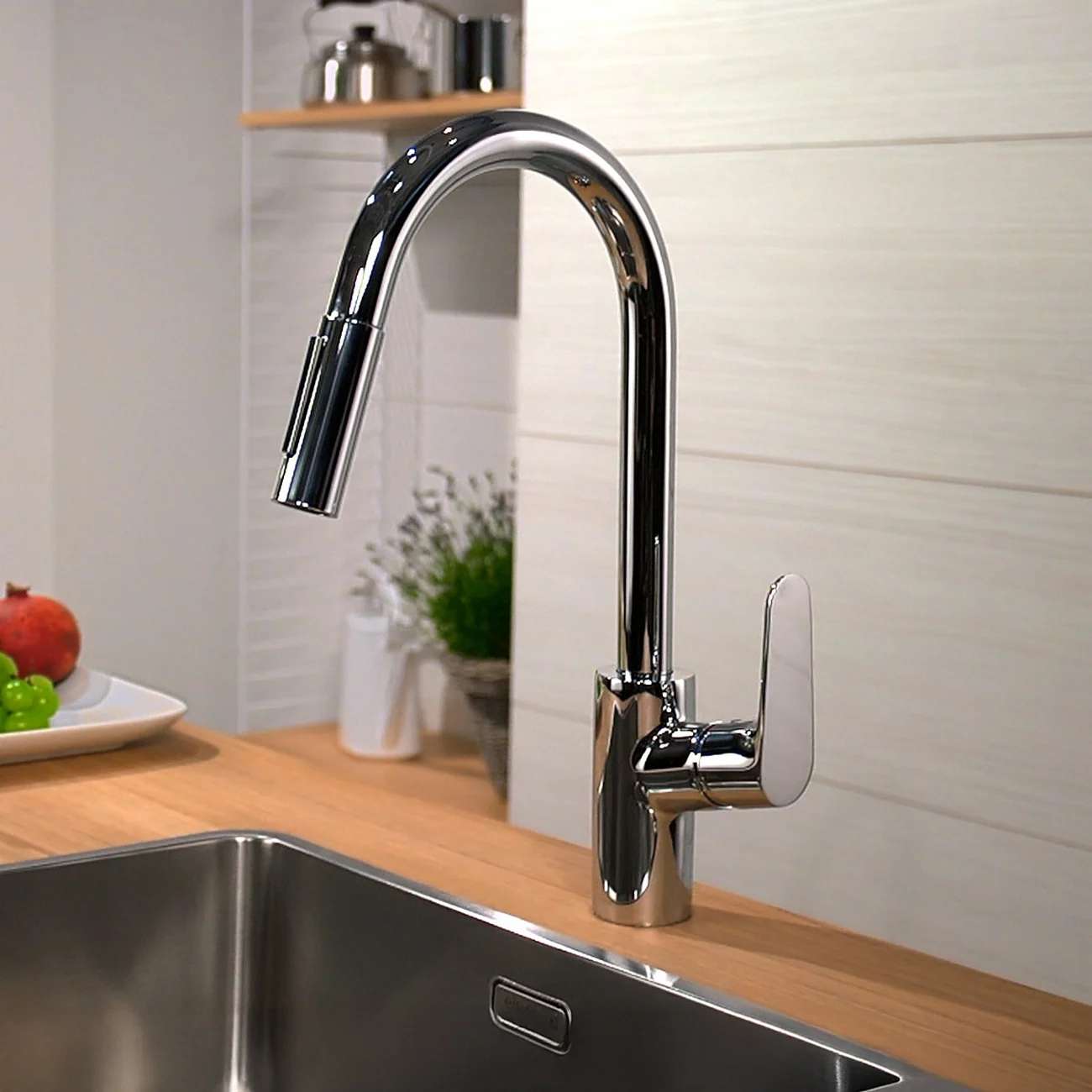 hansgrohe Focus M41 Einhebel-Küchenmischer 240, Ausziehbrause, 2jet