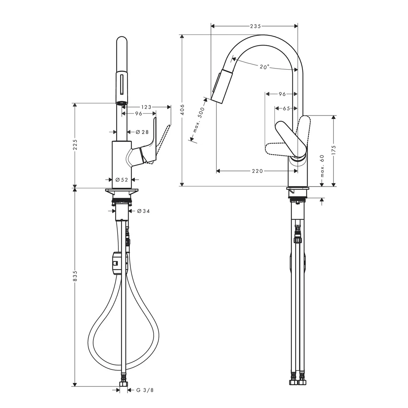 hansgrohe Focus M41 Einhebel-Küchenmischer 240, Ausziehbrause, 2jet Bild 5