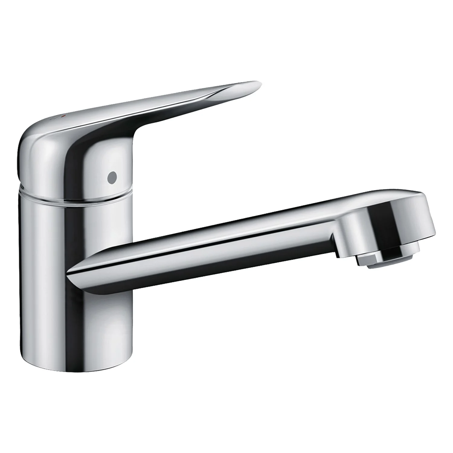 Widok z przodu chromowanej baterii kuchennej, hansgrohe