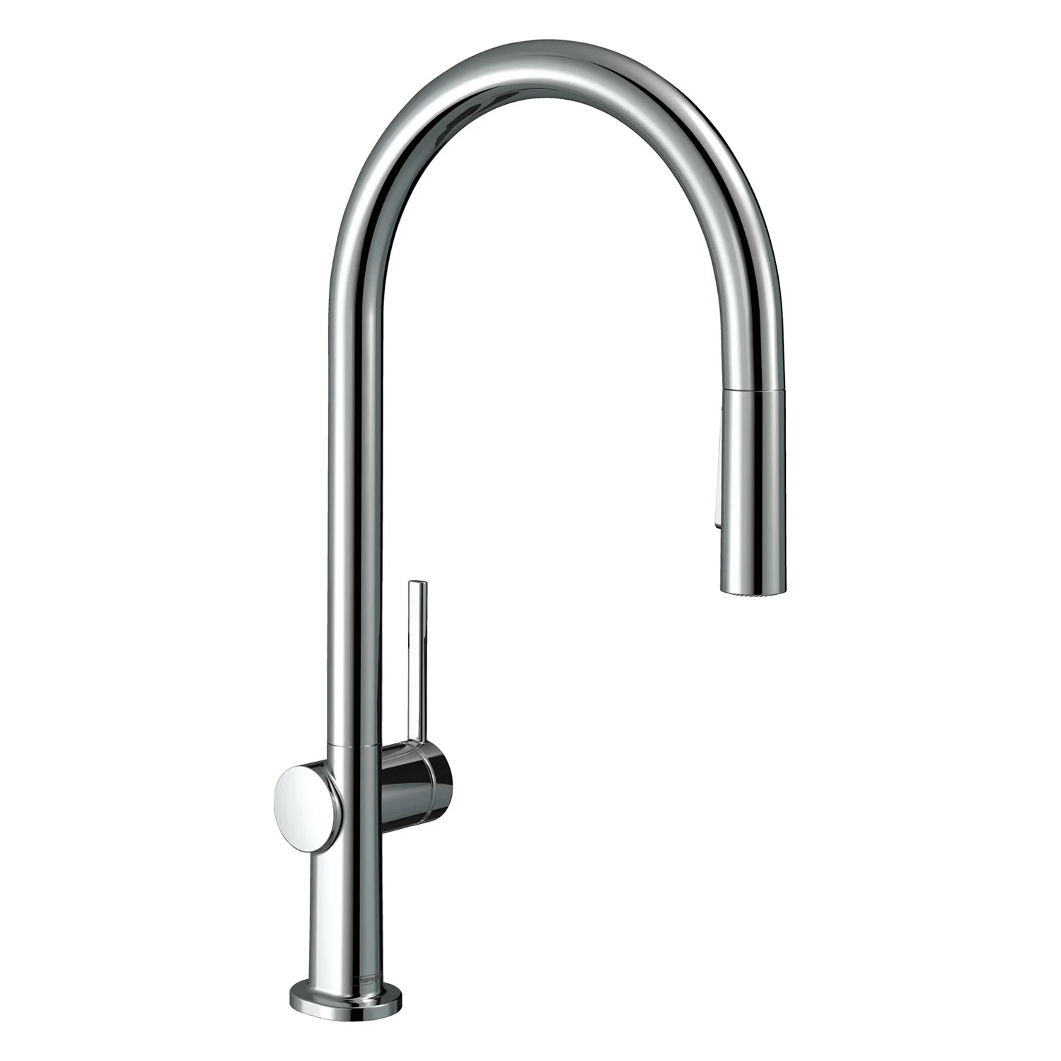 Bateria kuchenna widok z boku, chromowane wykończenie, hansgrohe
