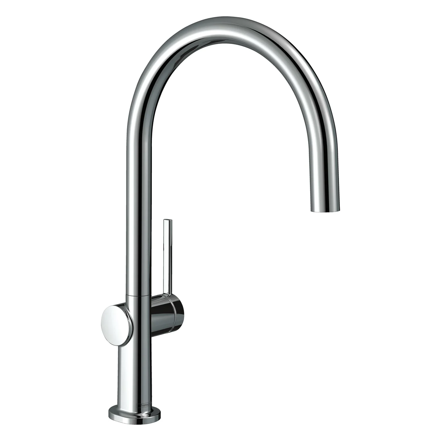 Bateria kuchenna widok z boku, chromowane wykończenie, hansgrohe