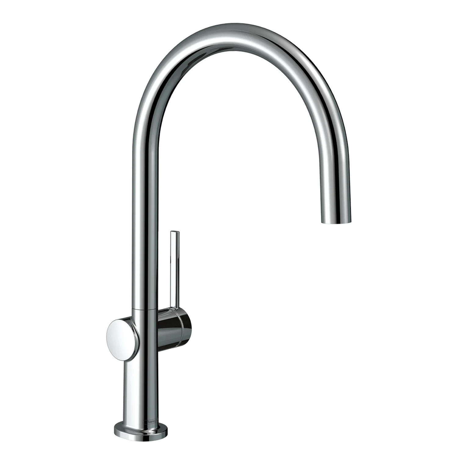 Bateria kuchenna widok z boku, chromowane wykończenie, hansgrohe