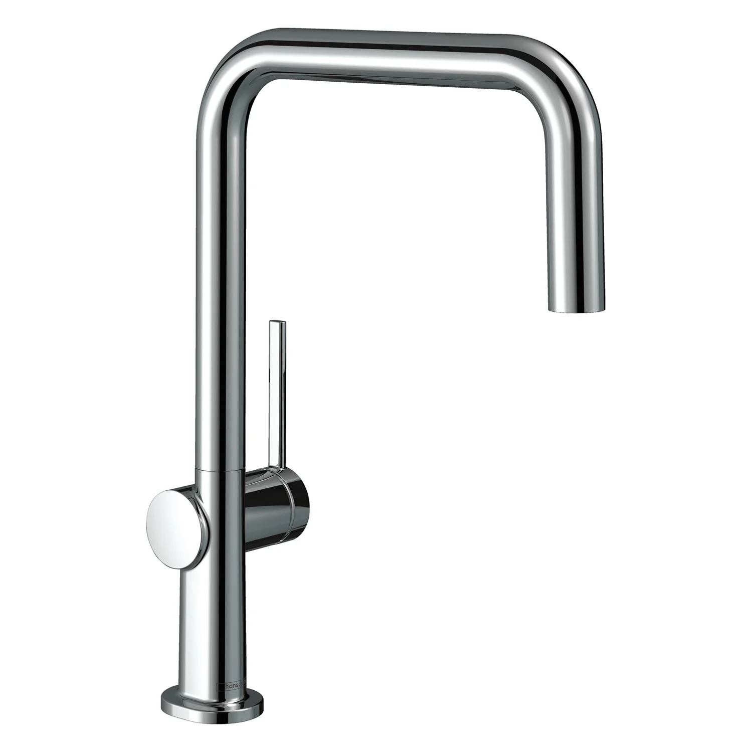 Chromowana bateria kuchenna w widoku bocznym wycięta, hansgrohe