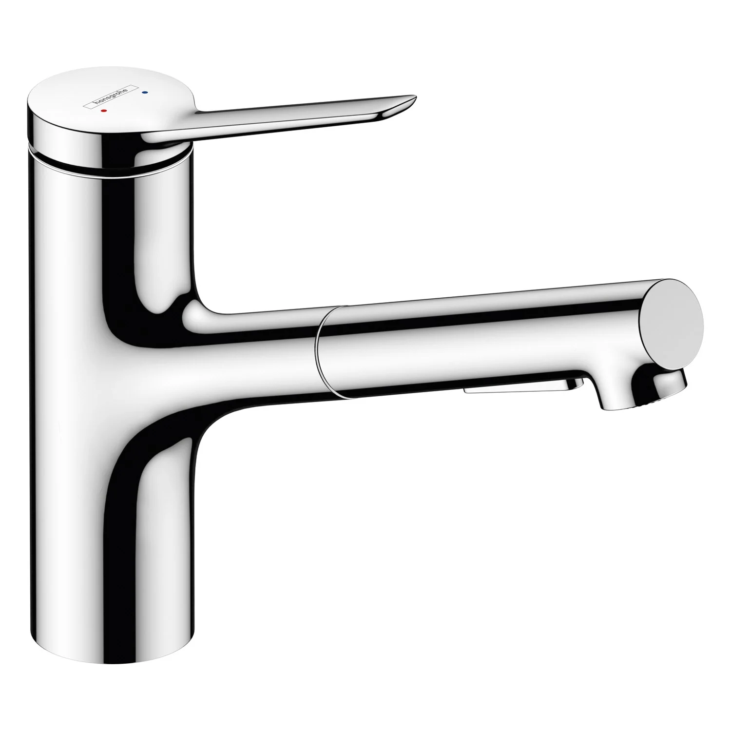 Chromowana bateria kuchenna widok z boku, hansgrohe