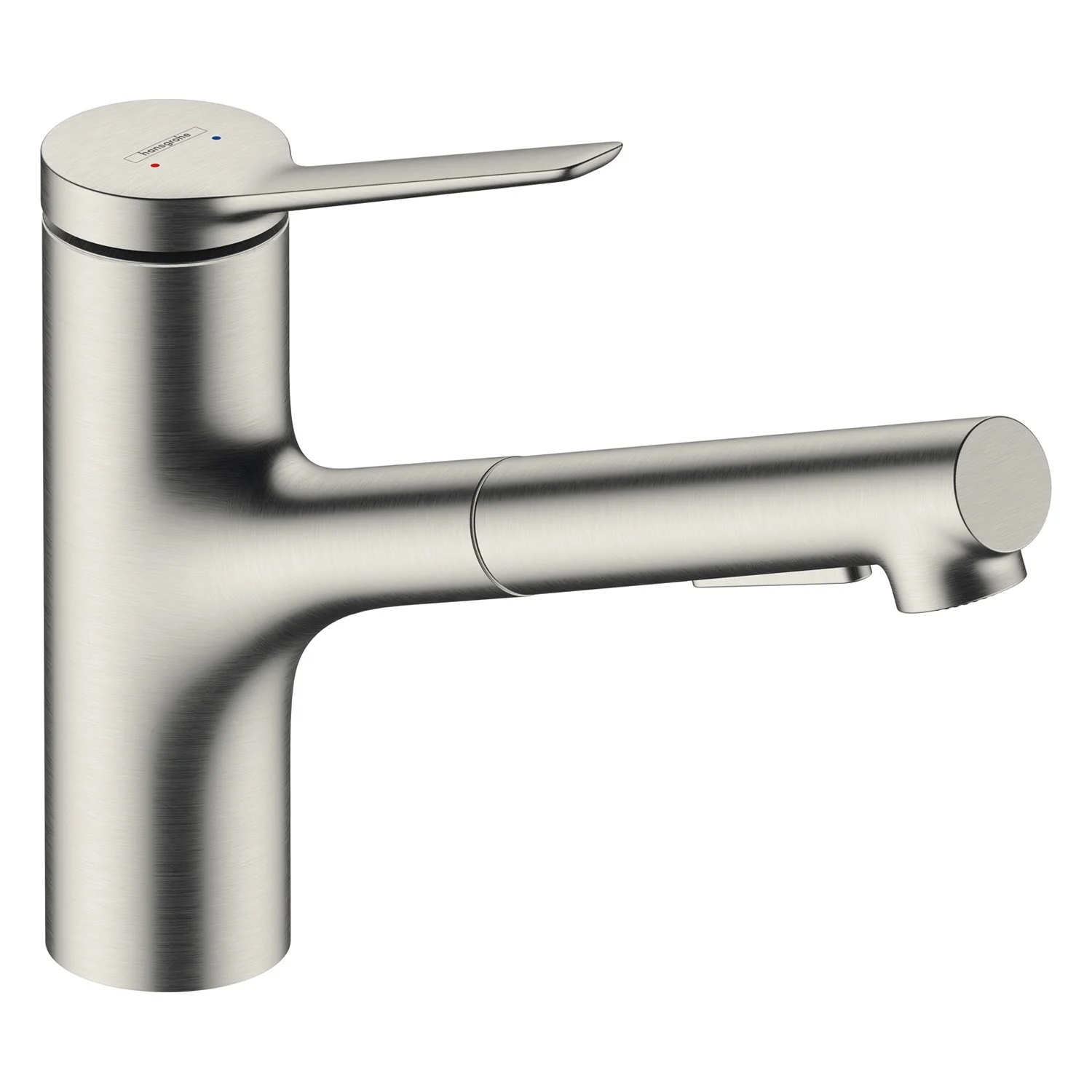 Stalowa bateria kuchenna widok z boku, hansgrohe