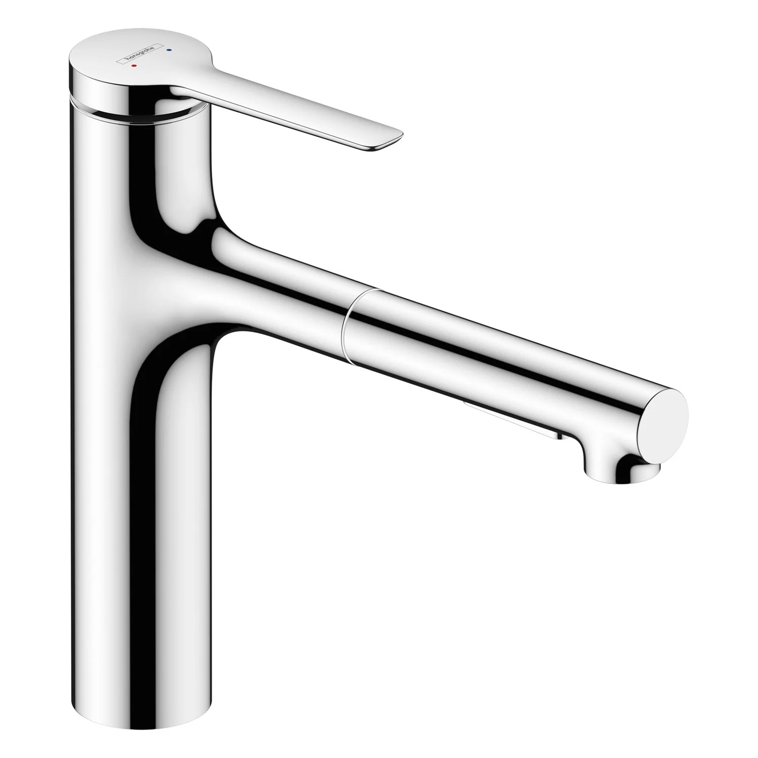Chromowana bateria kuchenna widok z boku, hansgrohe