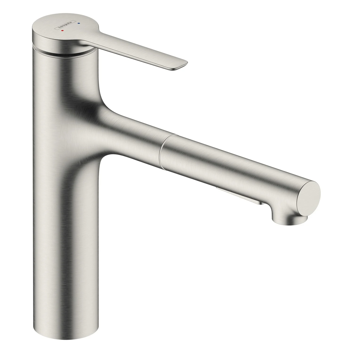 Bateria kuchenna ze stali nierdzewnej widok z boku, hansgrohe