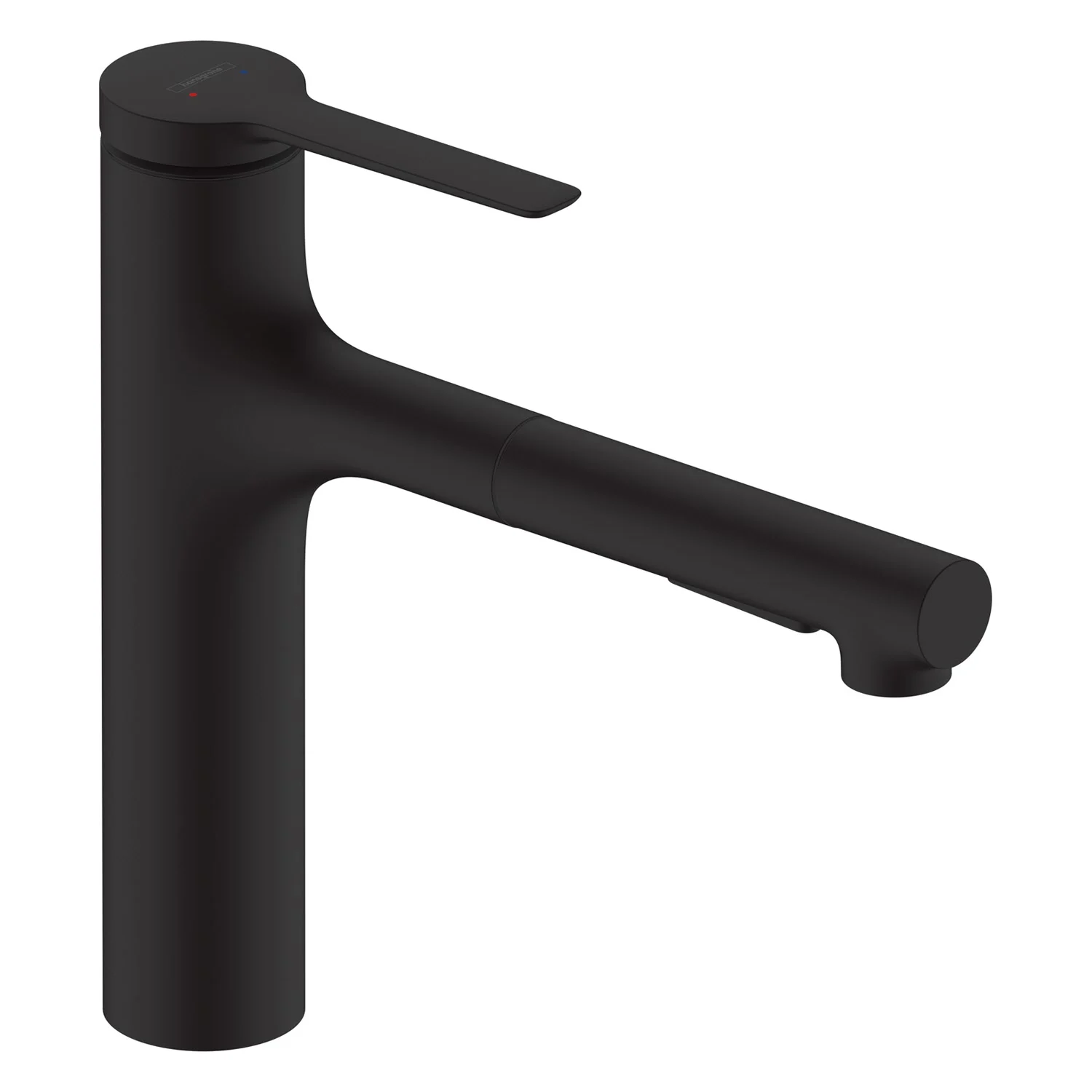 Czarna bateria kuchenna widok z boku, hansgrohe