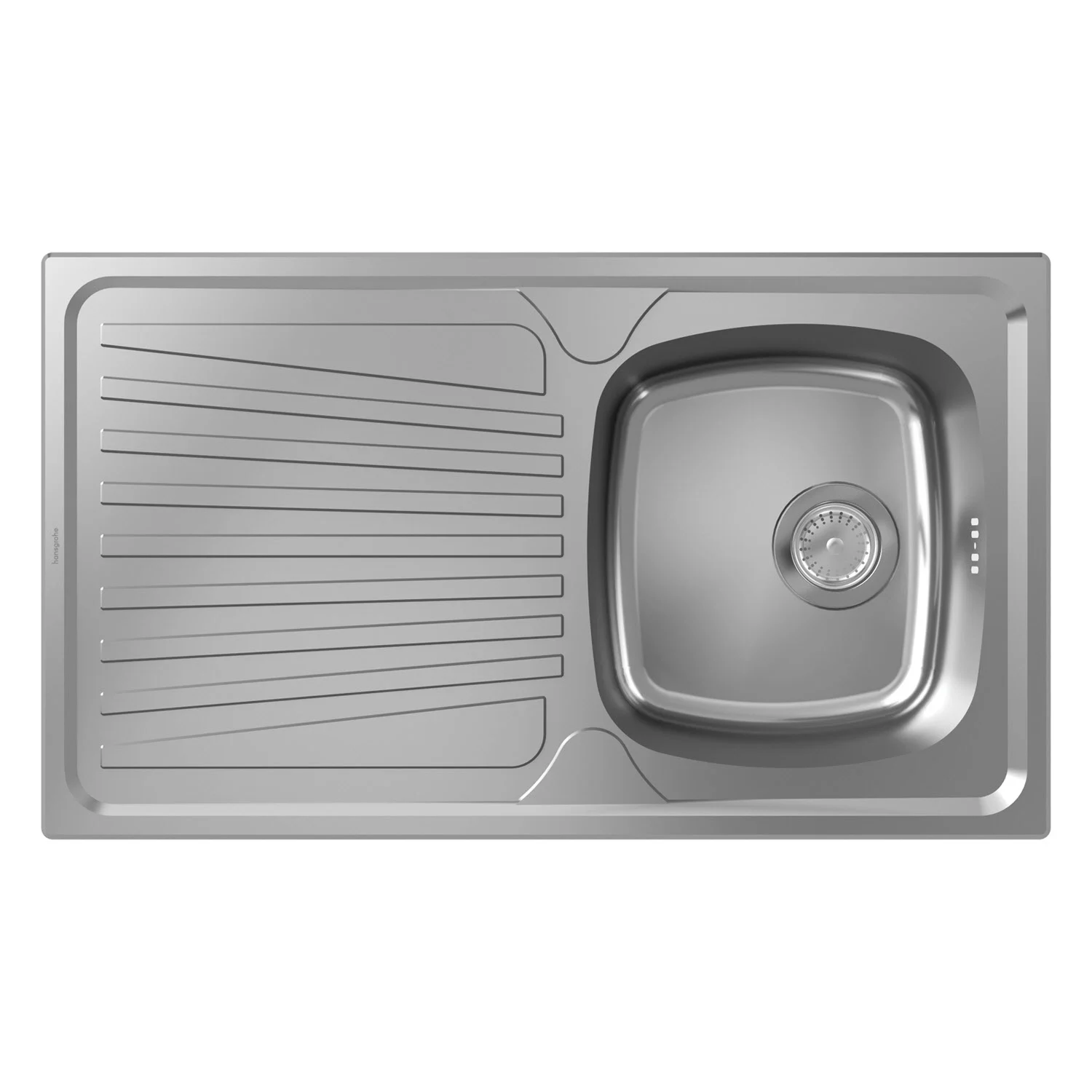 Zlewozmywak wpuszczany ze stali nierdzewnej z ociekaczem widok z góry, hansgrohe