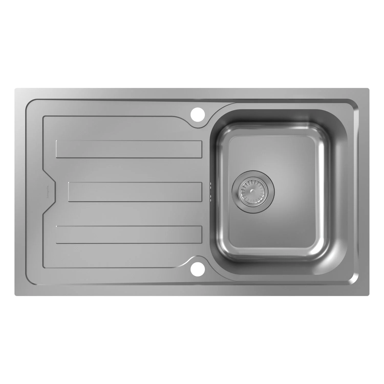 Zlewozmywak wpuszczany ze stali nierdzewnej z ociekaczem widok z góry, hansgrohe